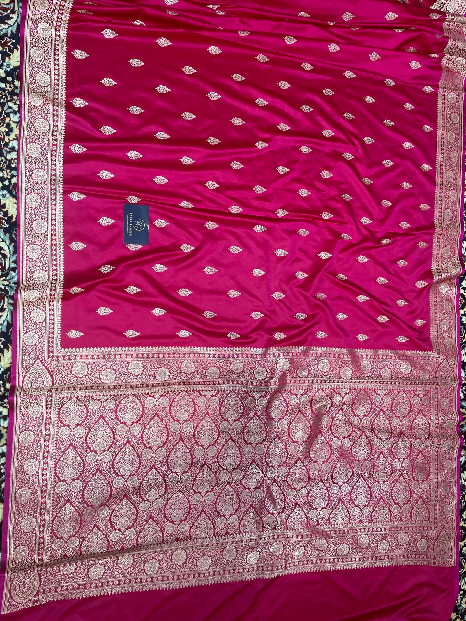 Rani Pink Boota Mashru Katan Silk Saree - Image 4