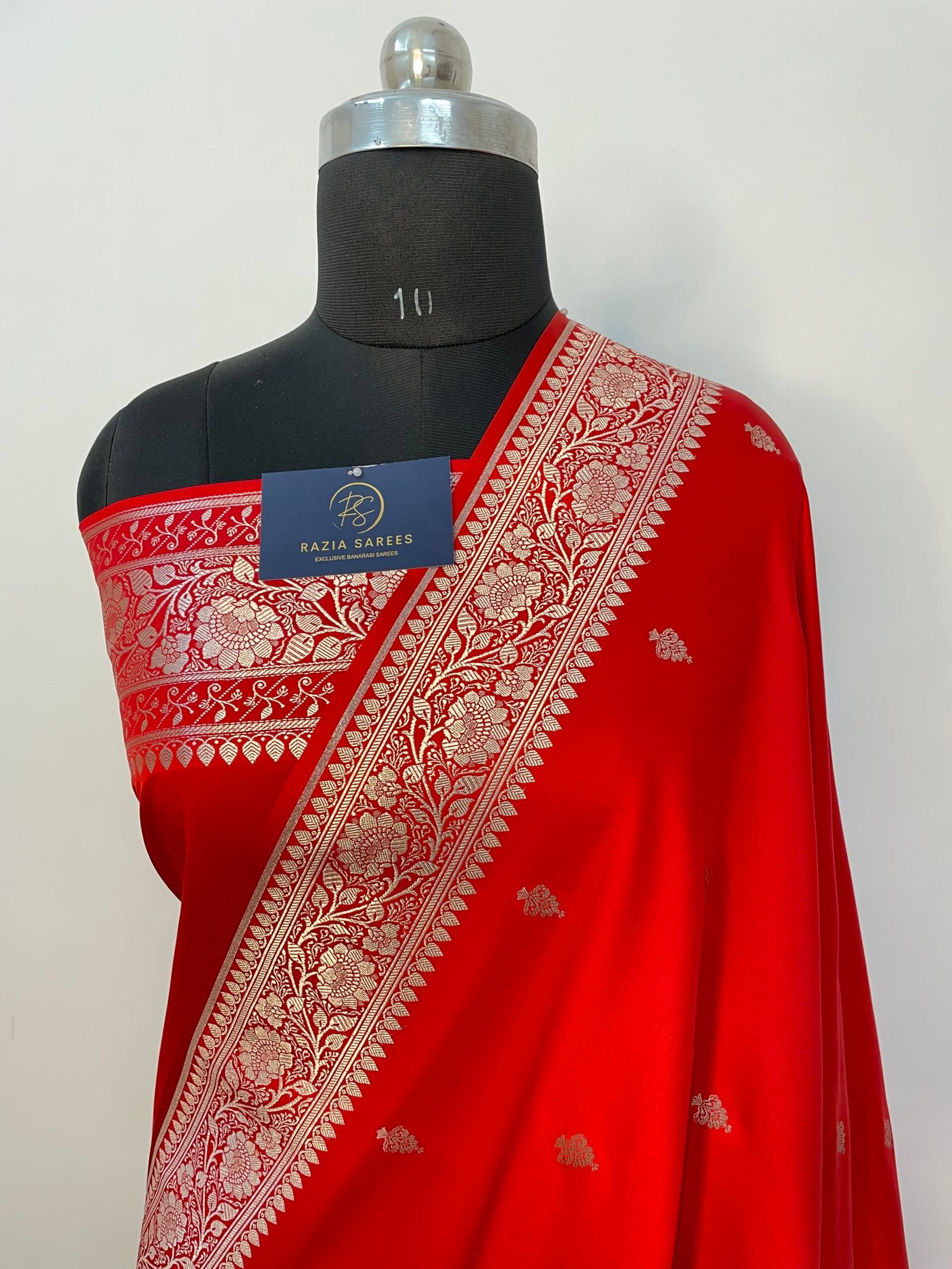 Dark Metallic Orange Designer Booti Mashru Katan Silk Saree