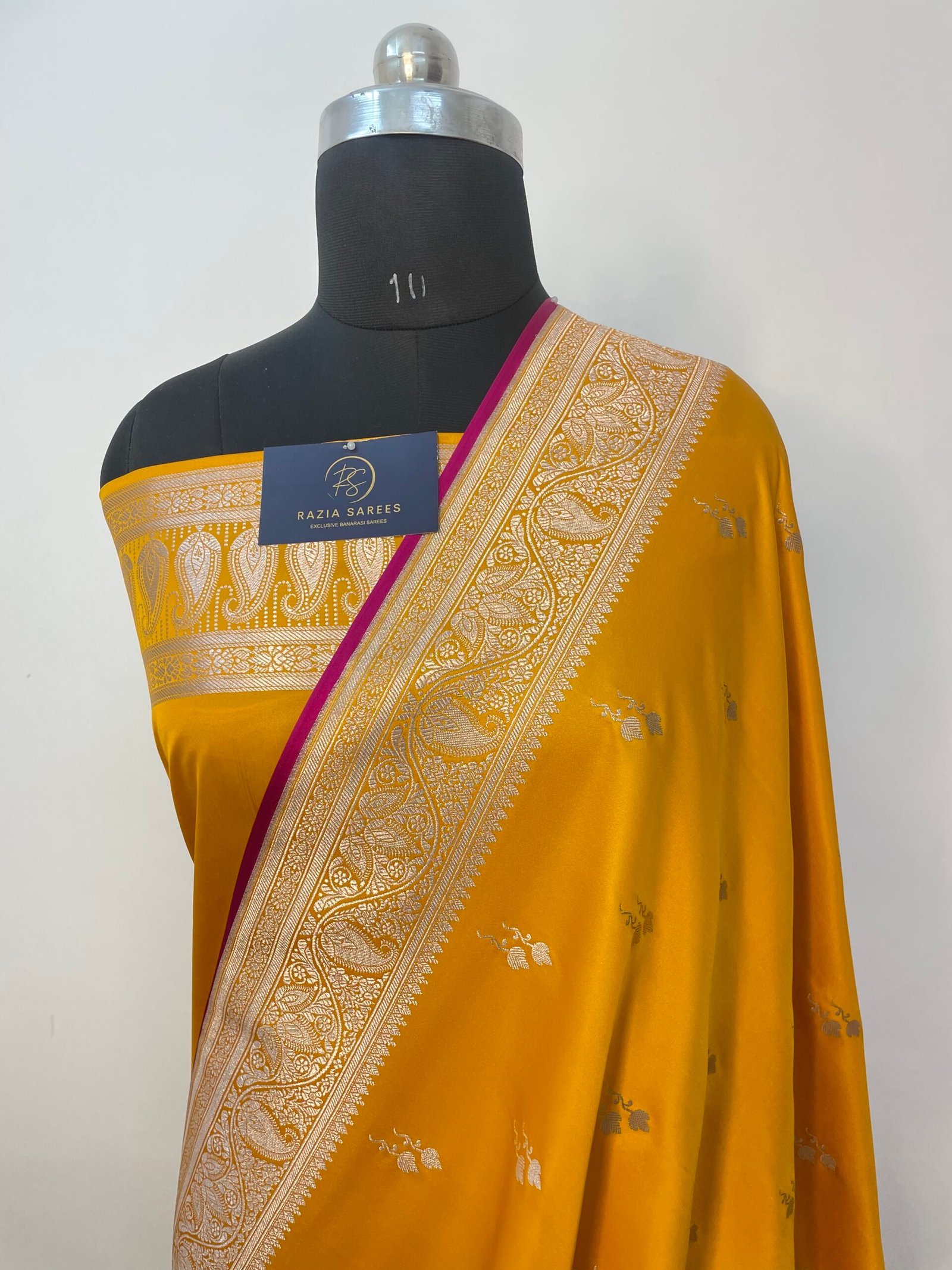 Yellow Designer Boota Mashru Katan Silk Saree