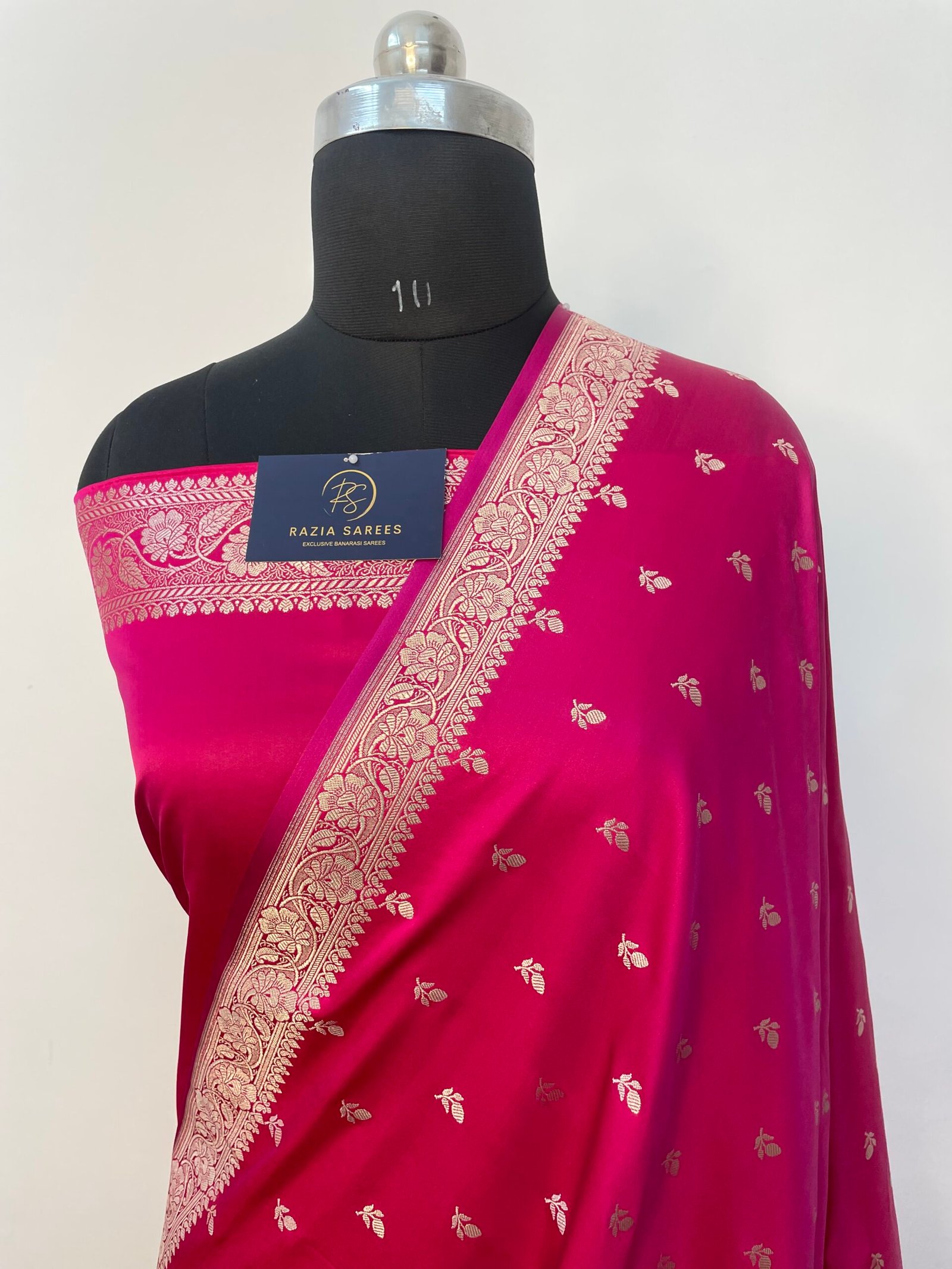 Rani Pink Designer Booti Mashru Katan Silk Saree