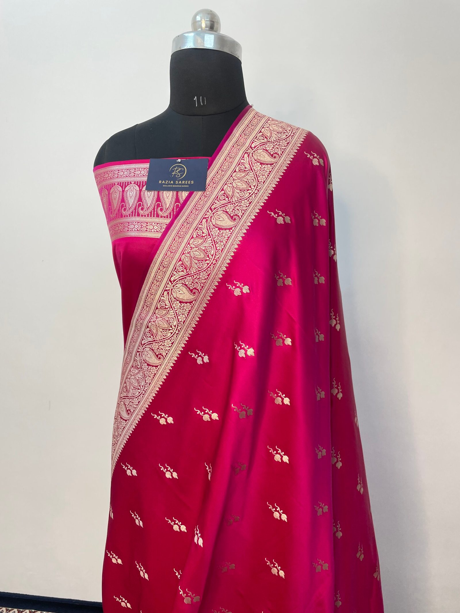 Rani Pink Designer Boota Mashru Katan Silk Saree - Image 2