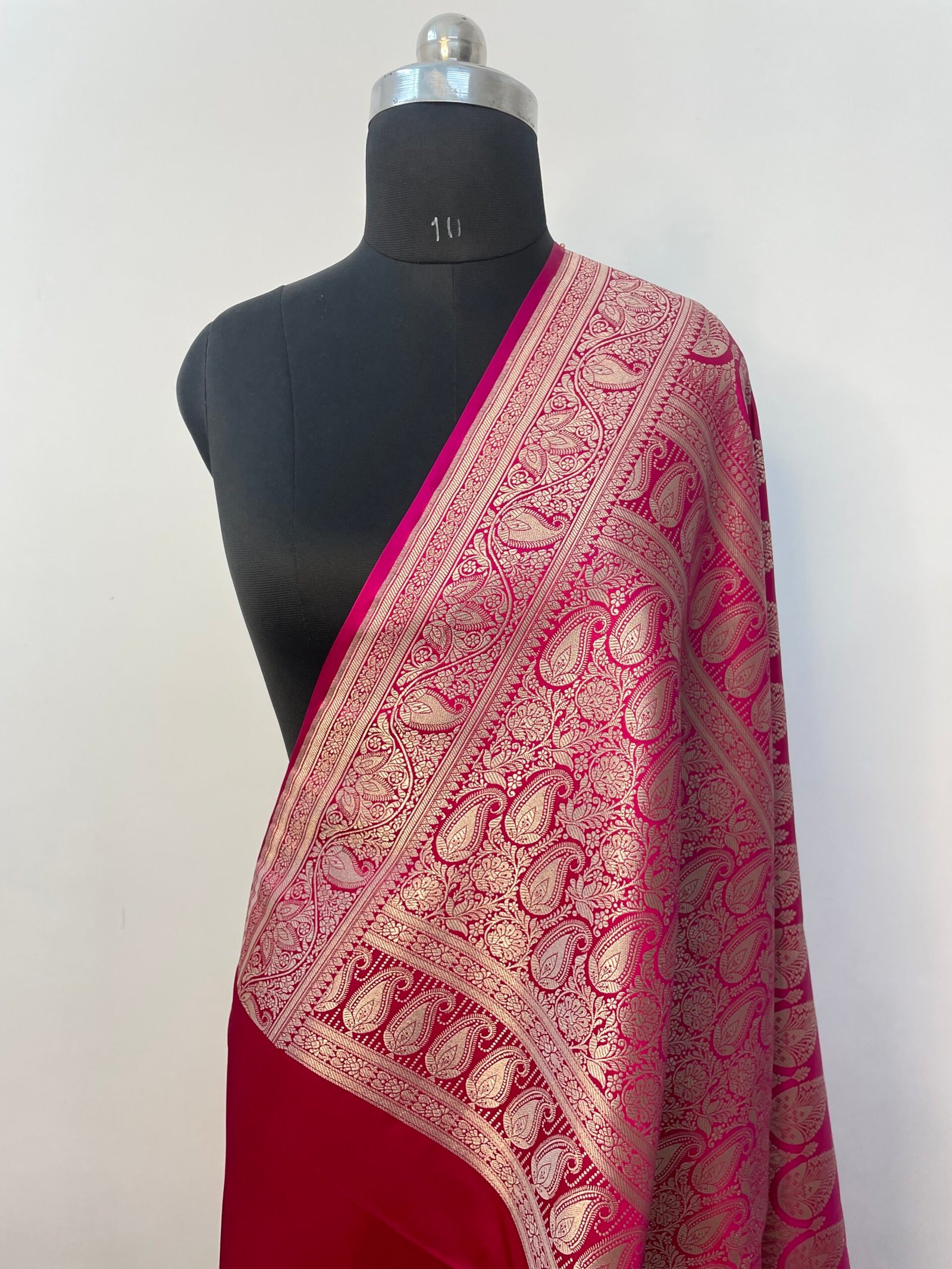 Rani Pink Designer Boota Mashru Katan Silk Saree - Image 3