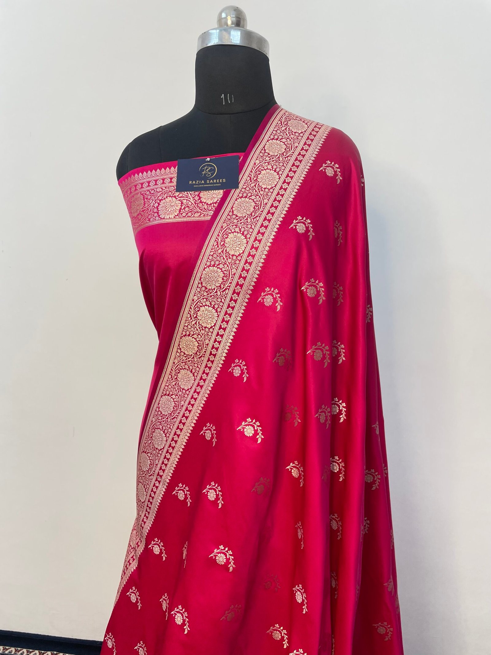 Rani Pink Designer Boota Mashru Katan Silk Saree - Image 2