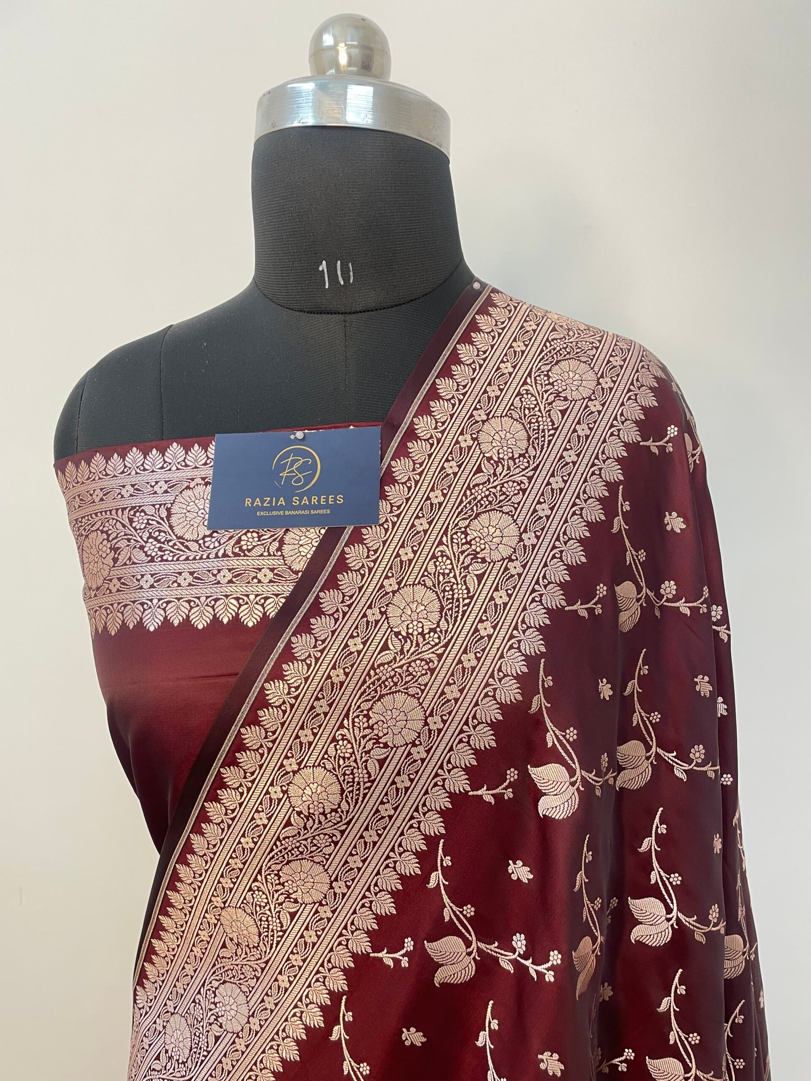 Brown Designer Jaal Mashru Katan Silk Saree