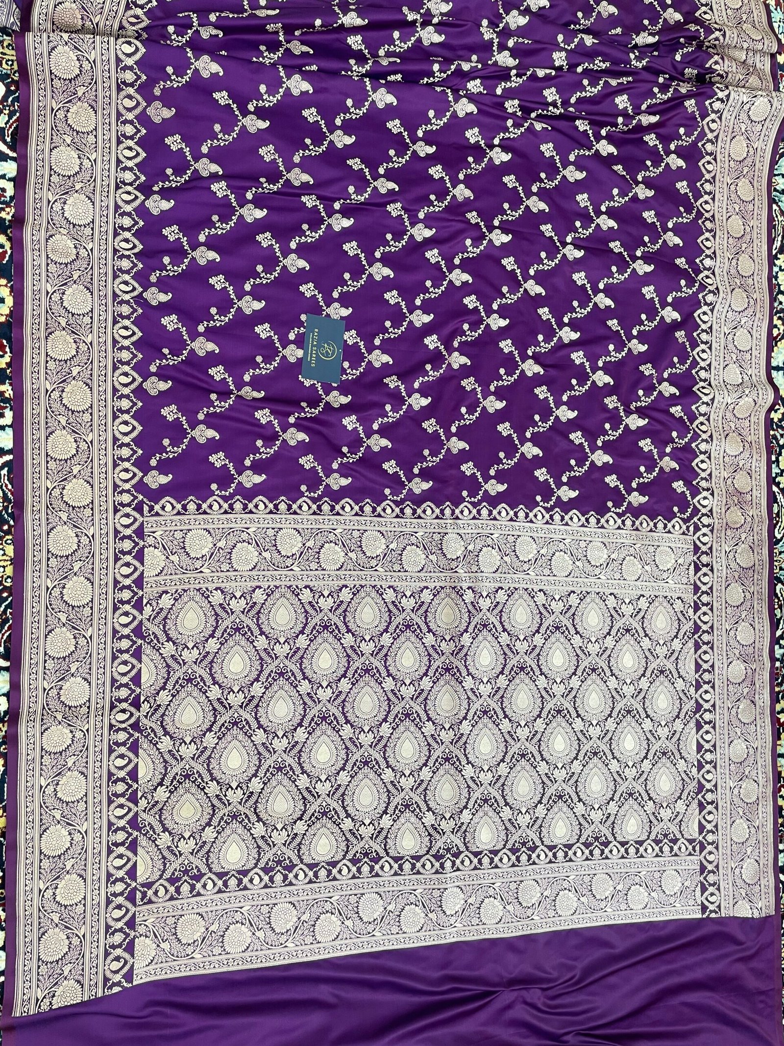 Begani Designer Jaal Mashru Katan Silk Saree - Image 4