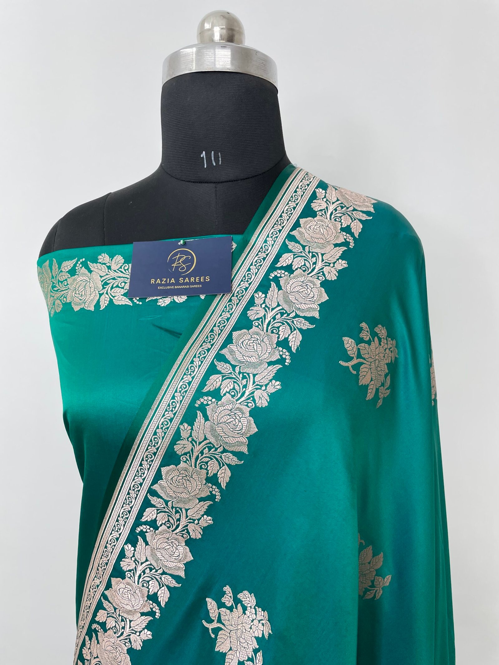 Sea Green Designer Boota Mashru Katan Silk Saree