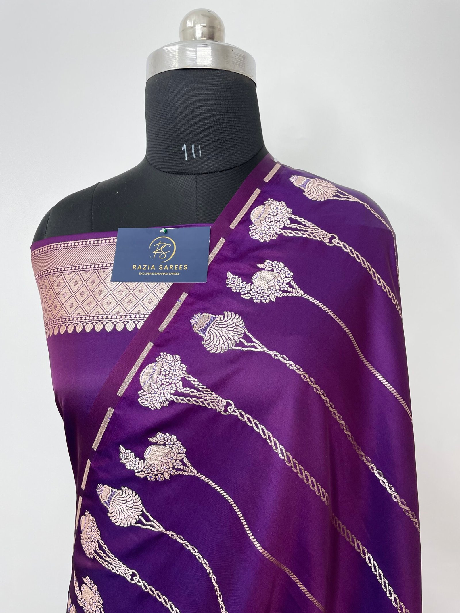 Begani Designer Strip Gamla Mashru Katan Silk Saree