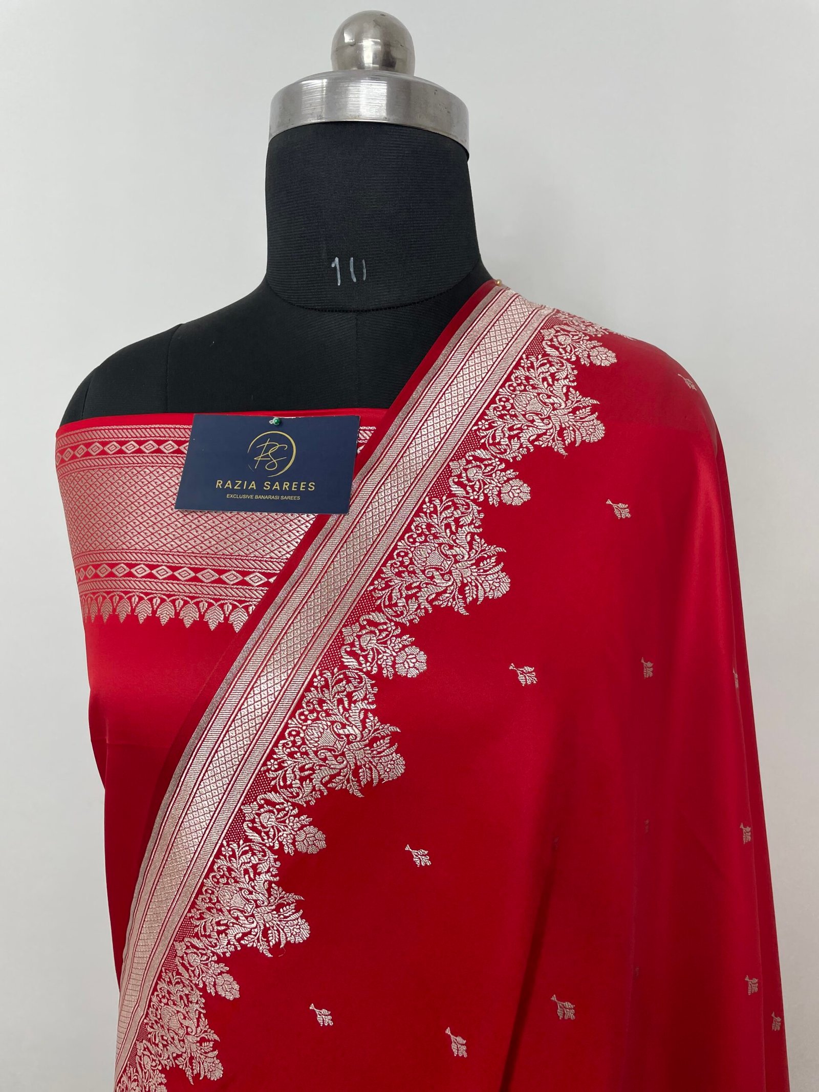 Red Designer Booti Mashru Katan Silk Saree