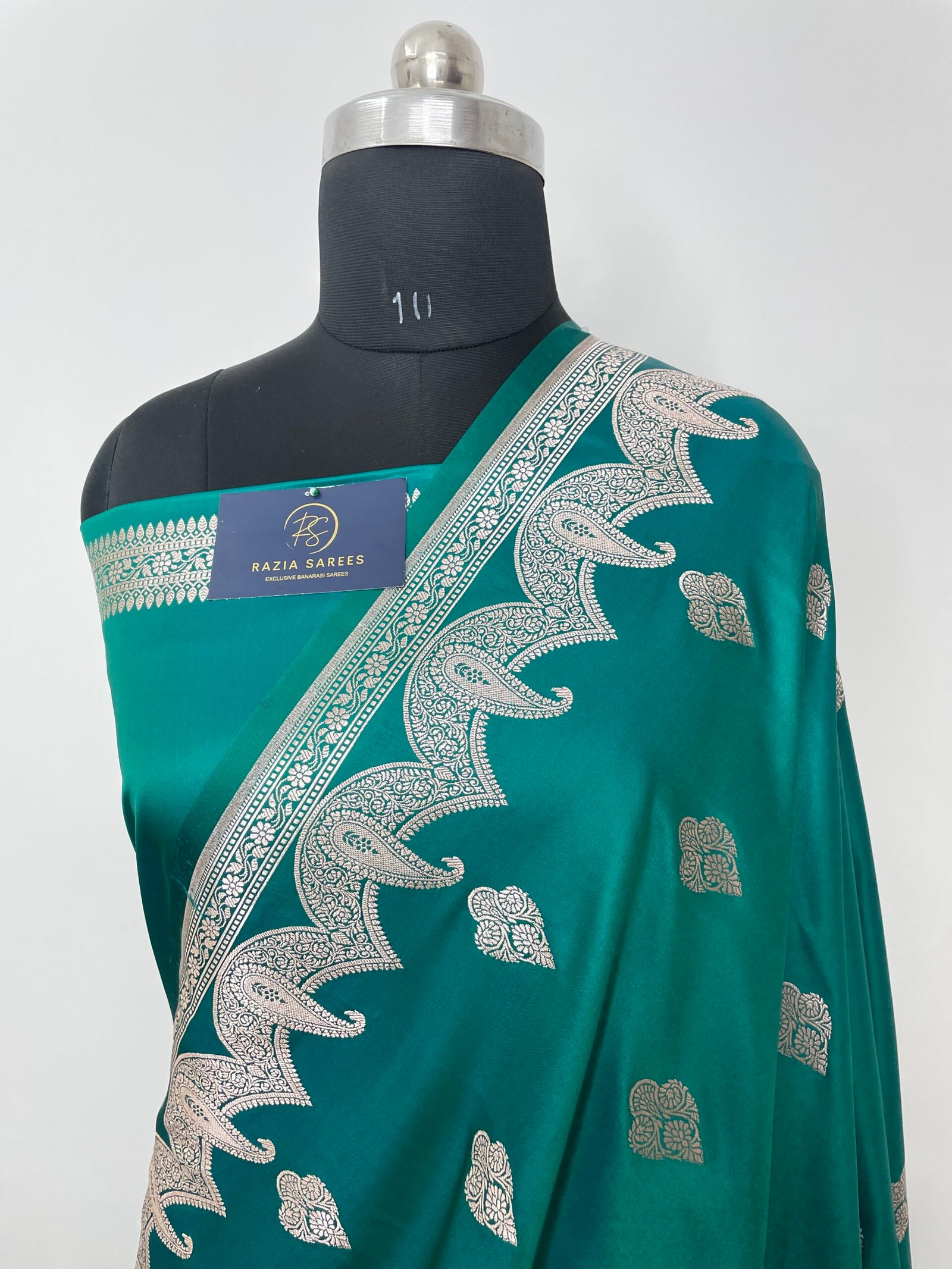 Sea Green Designer Boota Mashru Katan Silk Saree