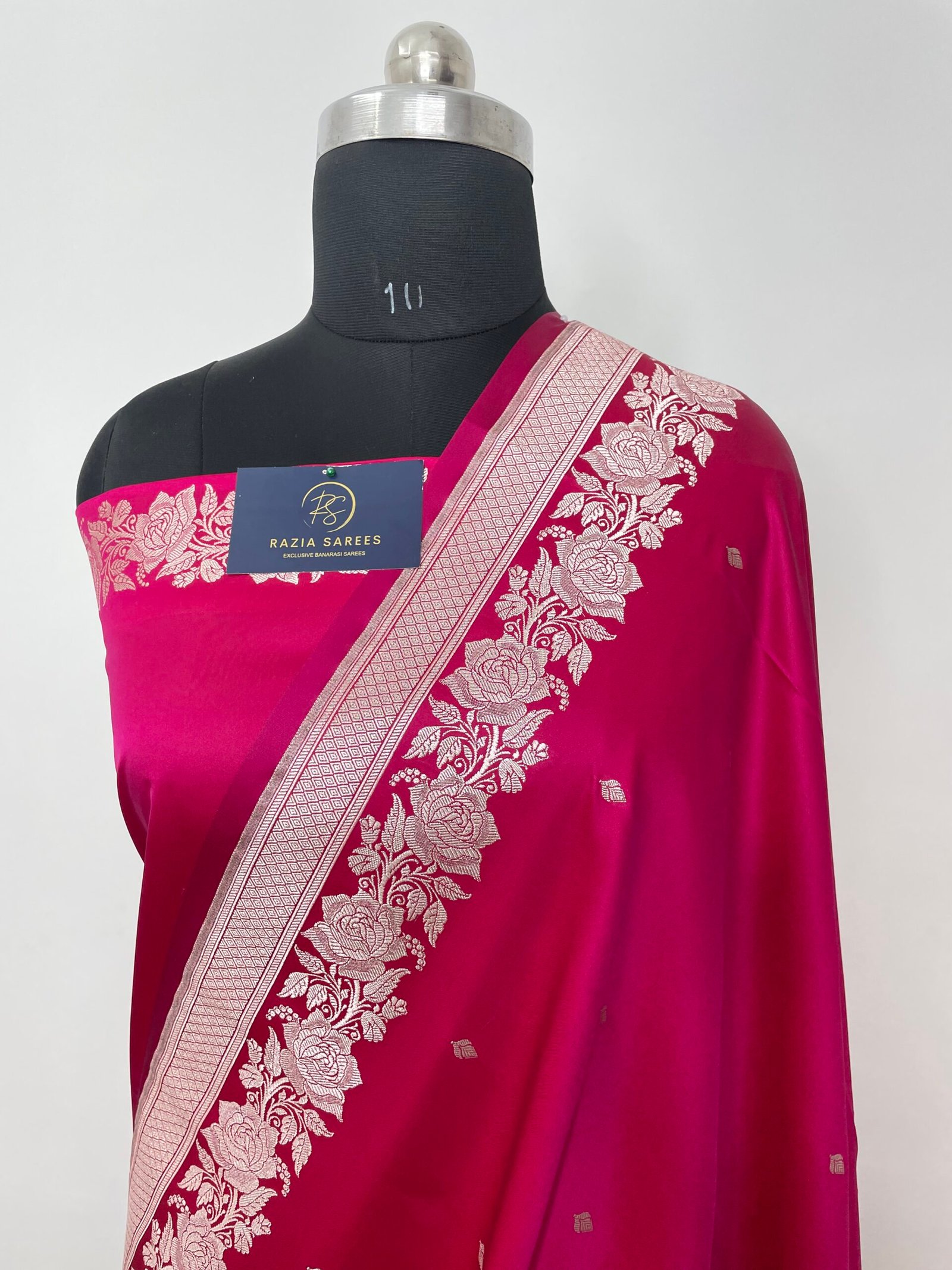 Rani Pink Designer Booti Mashru Katan Silk Saree