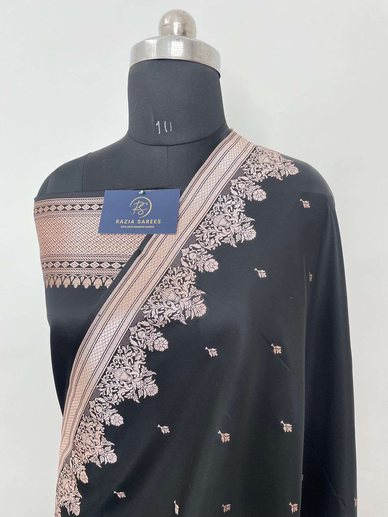 Black Designer Booti Mashru Katan Silk Saree