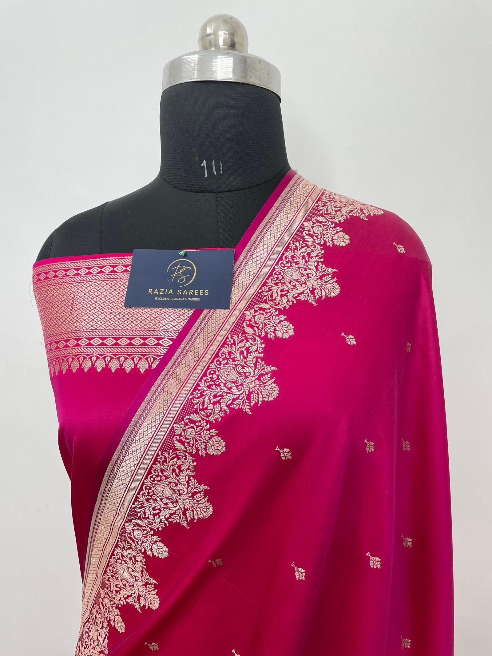 Rani Pink Designer Booti Mashru Katan Silk Saree