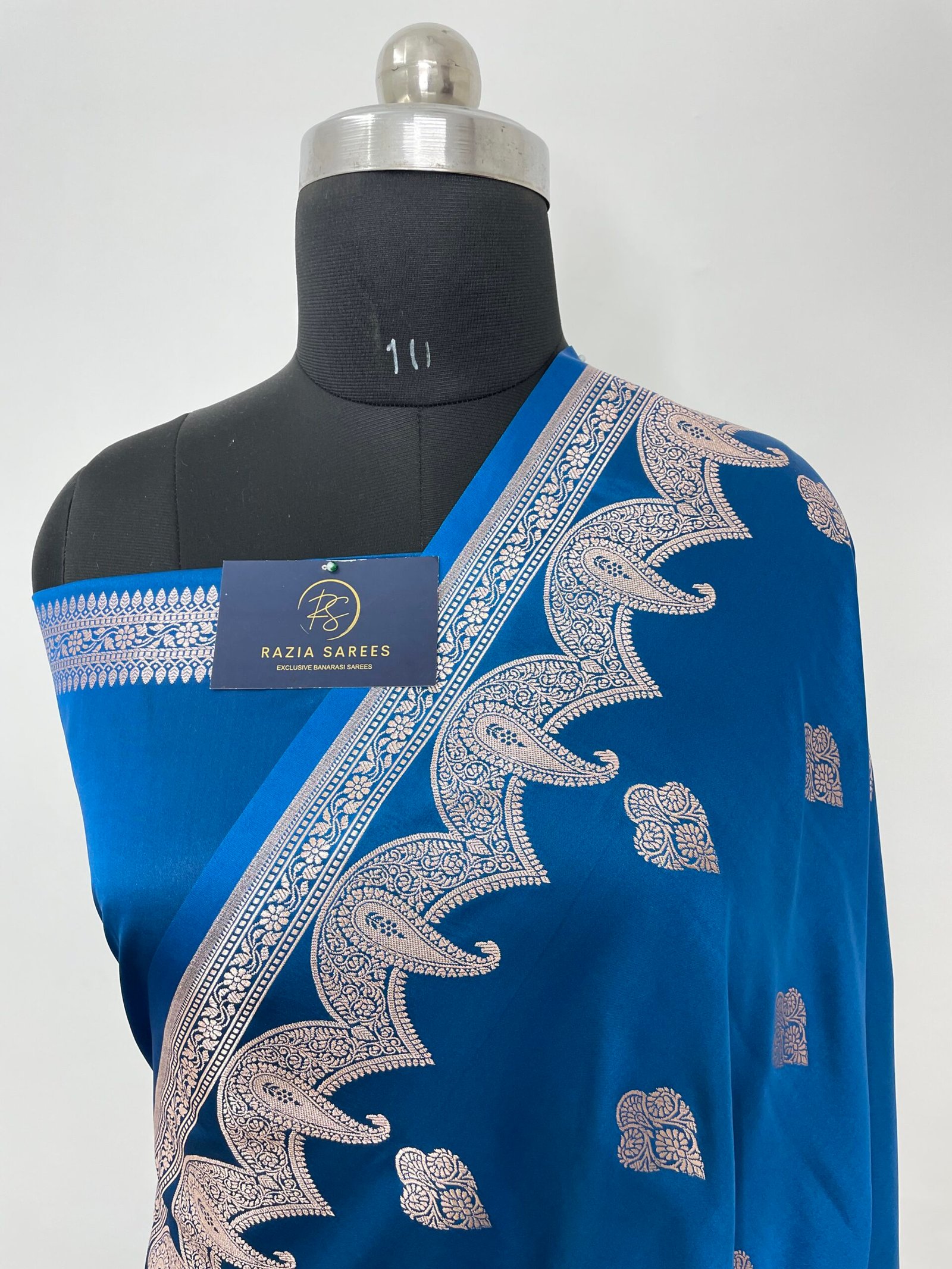 Dark Firozy Designer Boota Mashru Katan Silk Saree