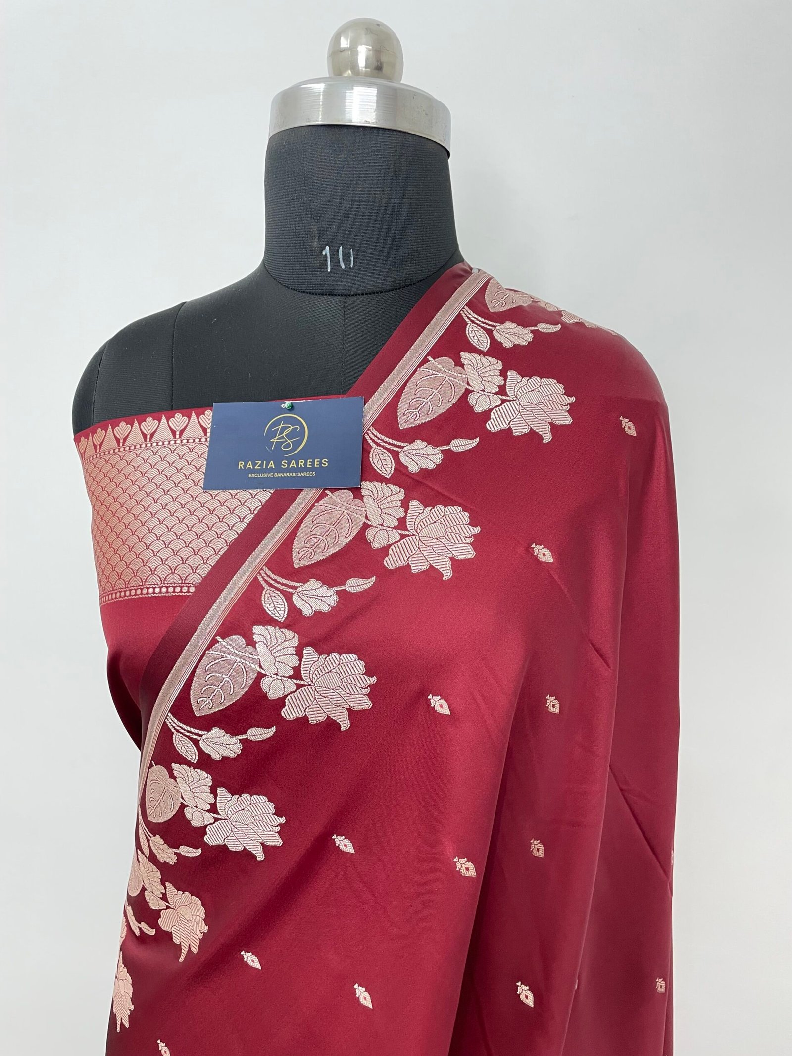 Mehroon Designer Booti Mashru Katan Silk Saree