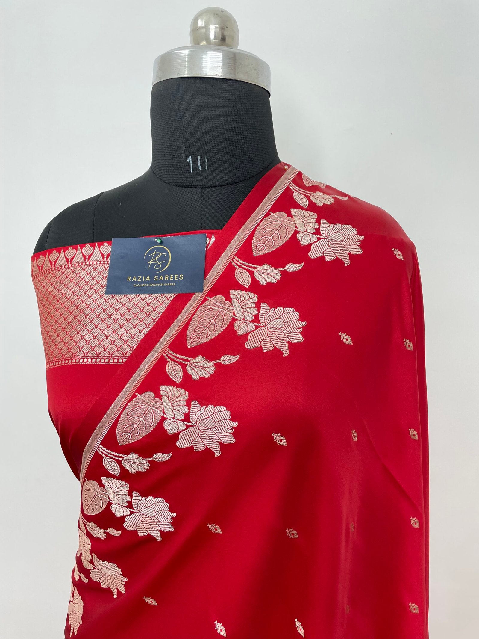 Red Designer Booti Mashru Katan Silk Saree