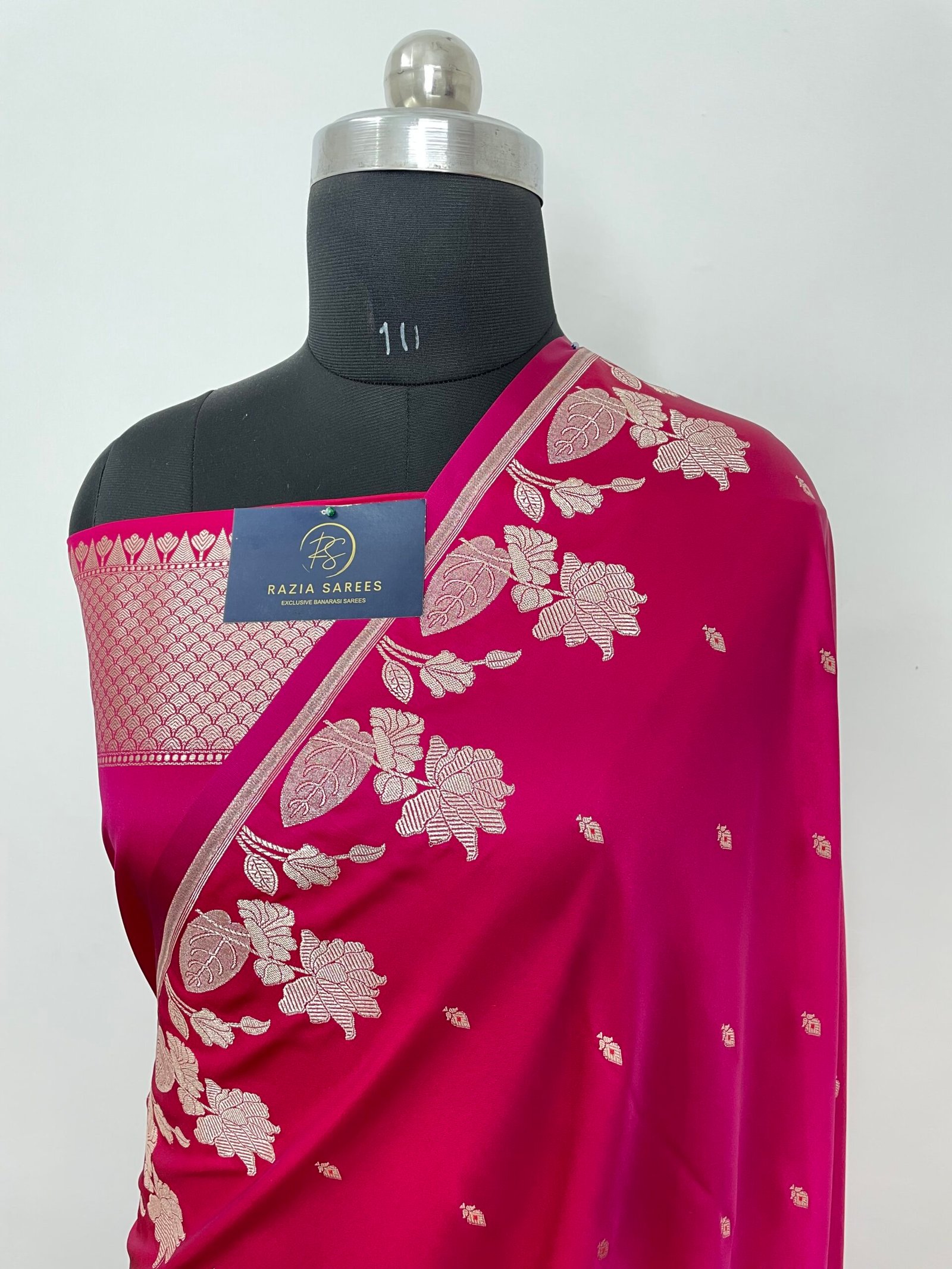Rani Pink Designer Booti Mashru Katan Silk Saree