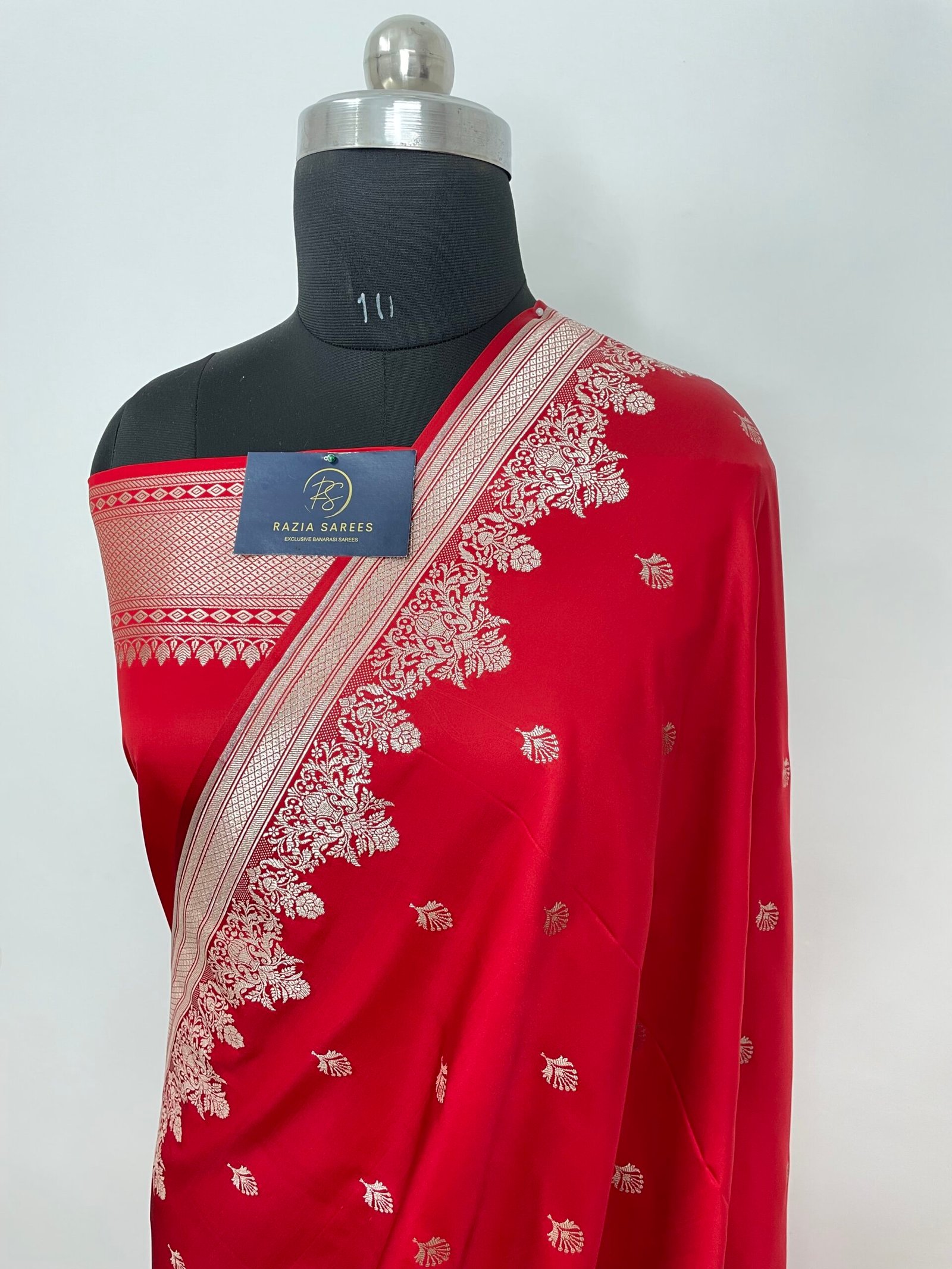 Red Designer Booti Mashru Katan Silk Saree