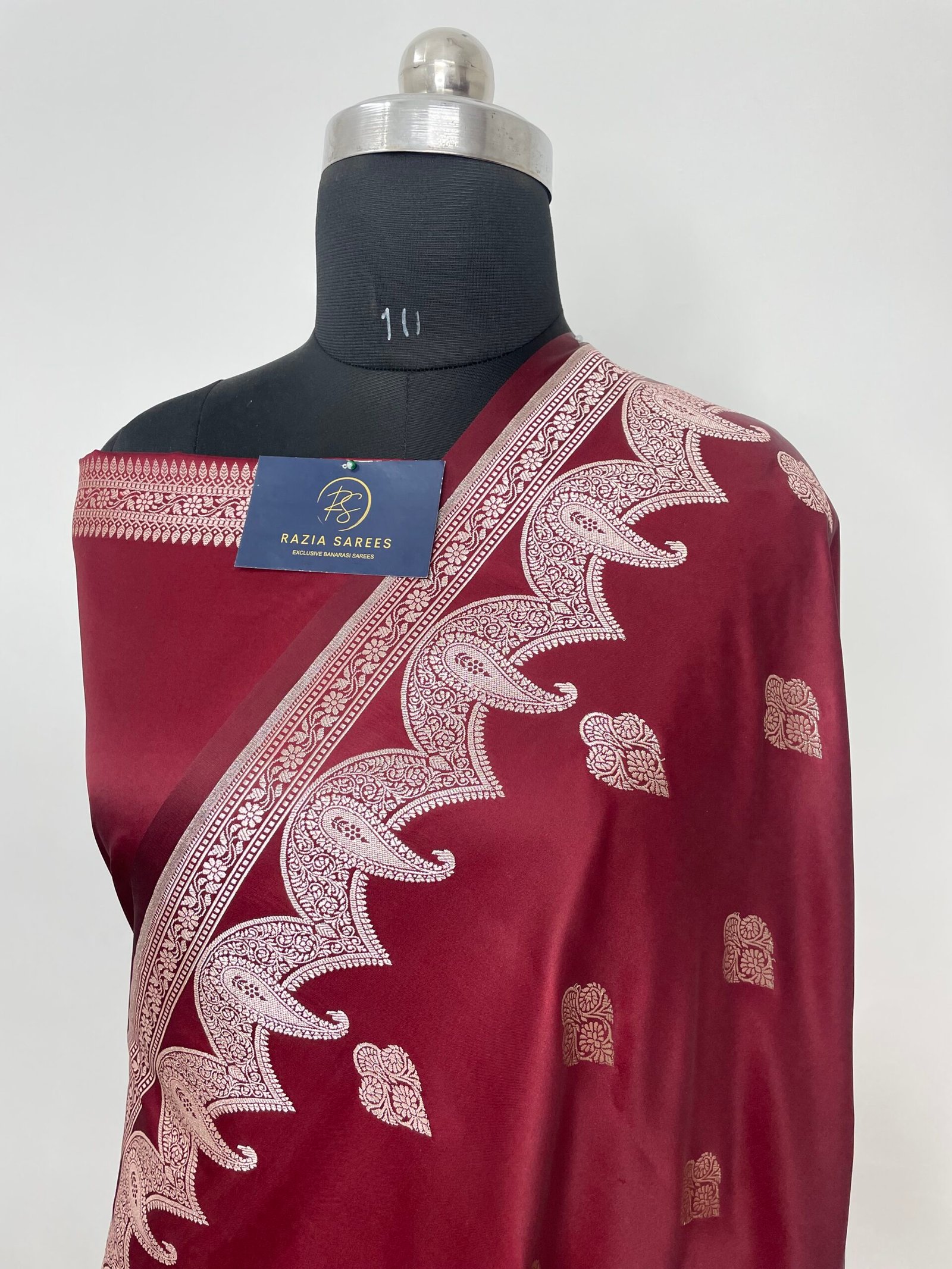 Garnet Designer Boota Mashru Katan Silk Saree