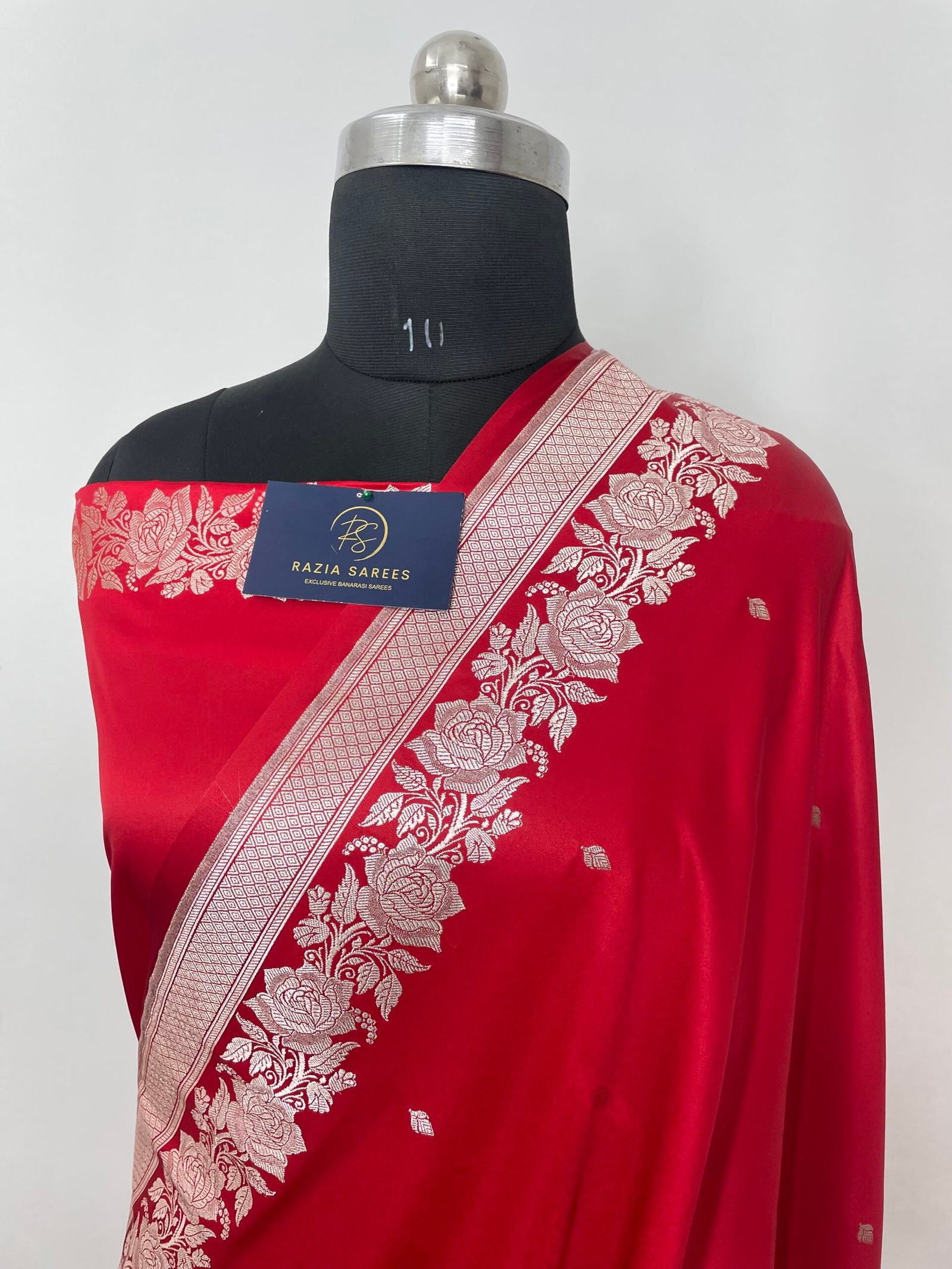 Red Designer Booti Mashru Katan Silk Saree