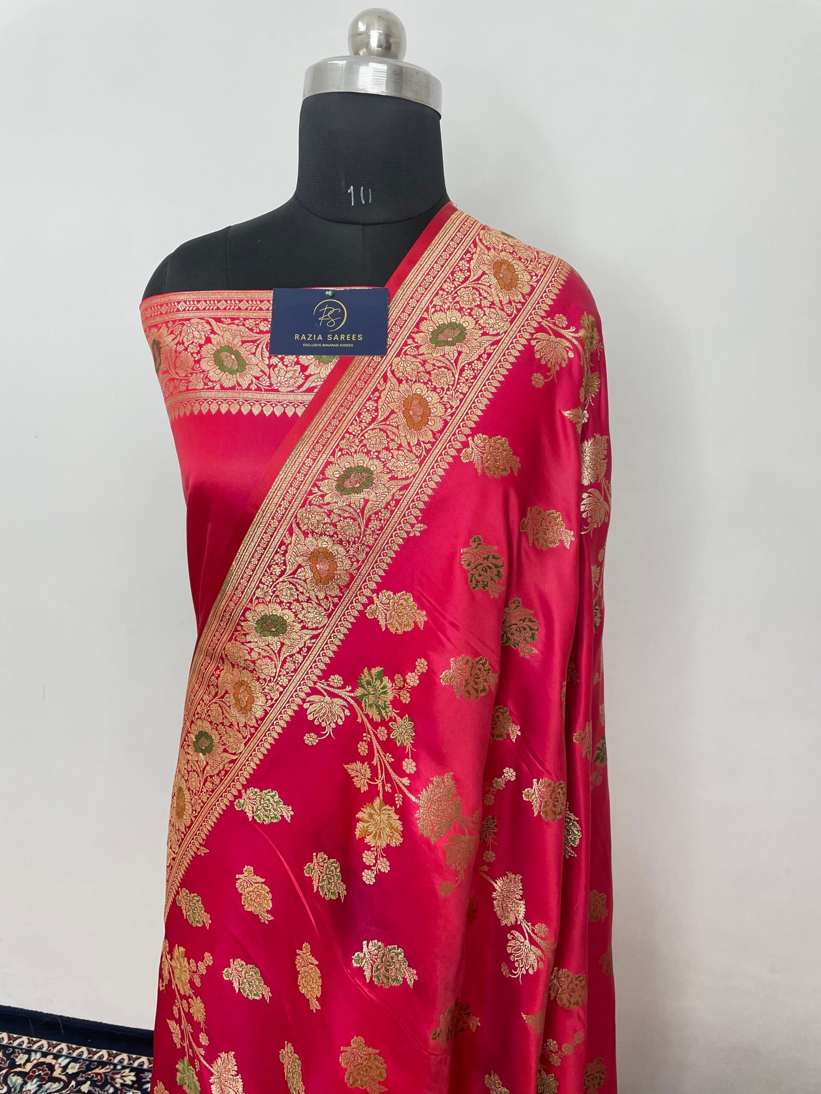 Gajri Meenakari Designer Boota Satin Katan Saree - Image 2