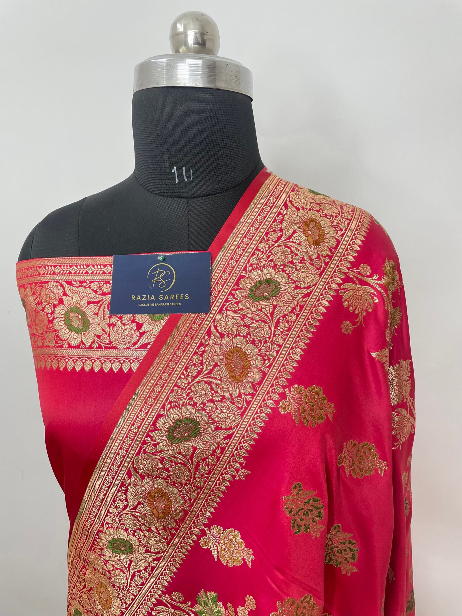 Gajri Meenakari Designer Boota Satin Katan Saree