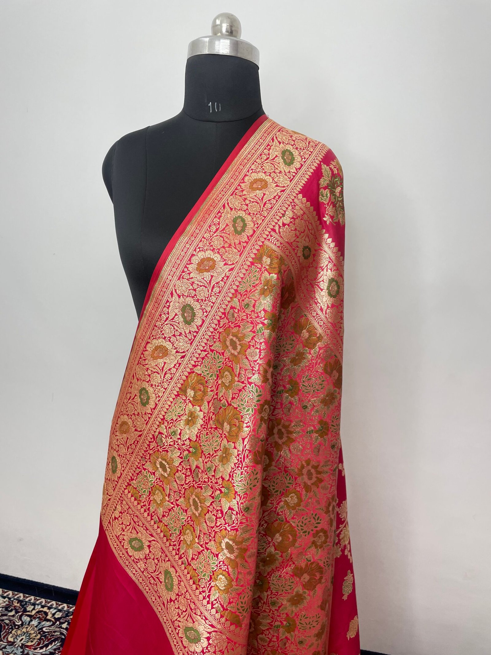 Gajri Meenakari Designer Boota Satin Katan Saree - Image 3