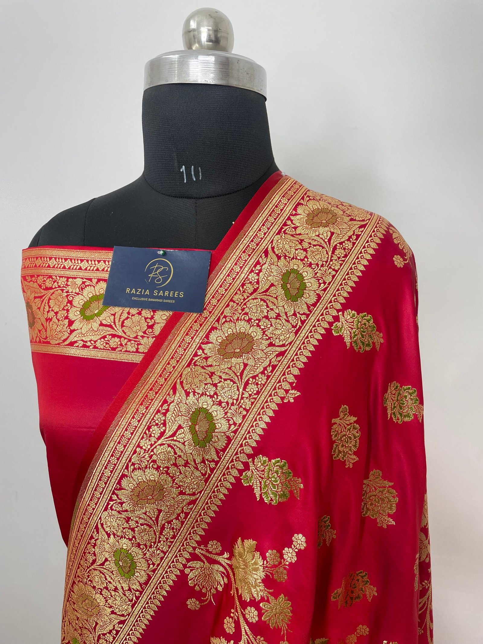 Red Designer Meenakari Boota Satin Katan Silk Saree