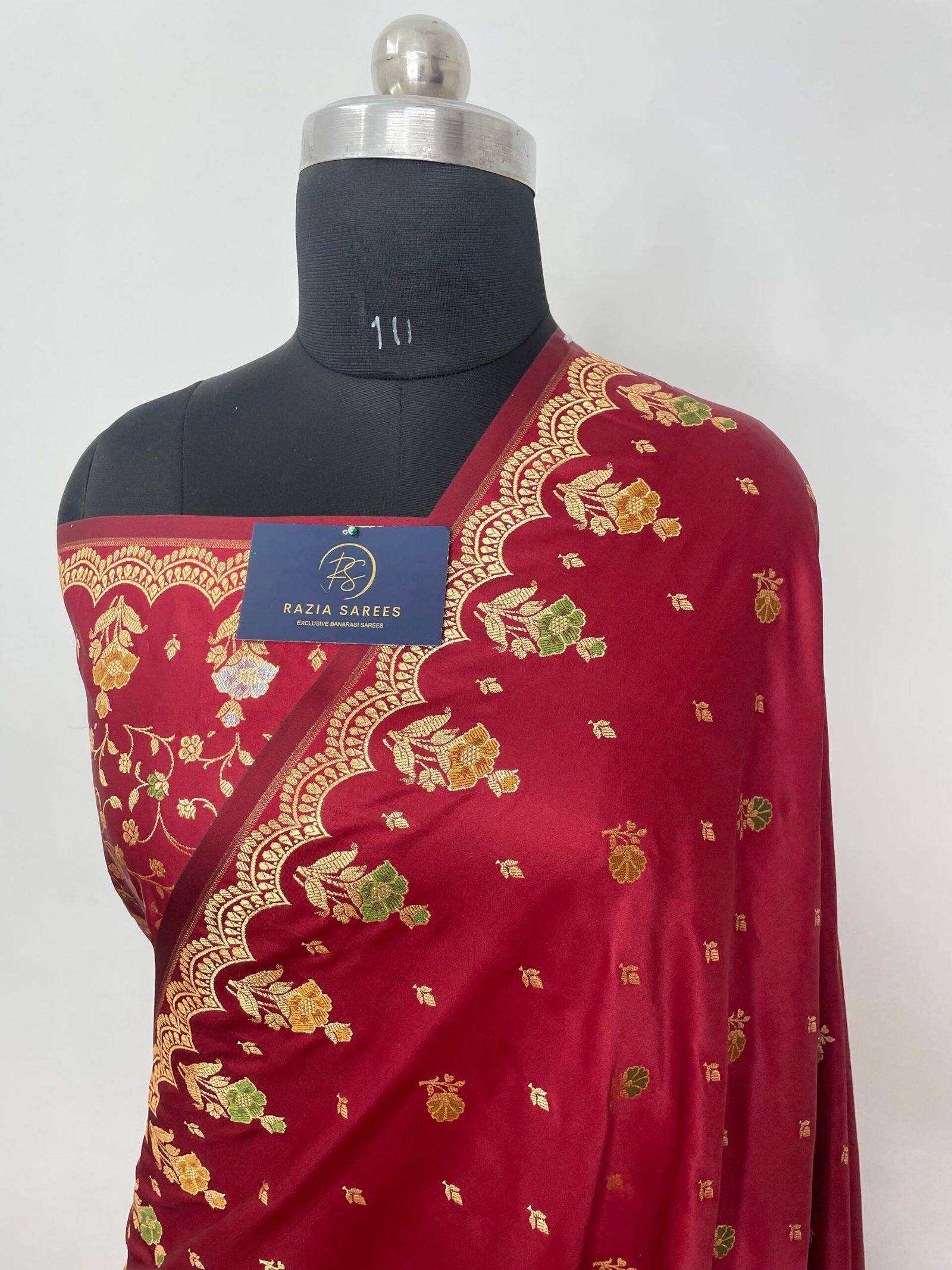 Mehroon Designer Meenakari Booti Satin Katan Silk Saree