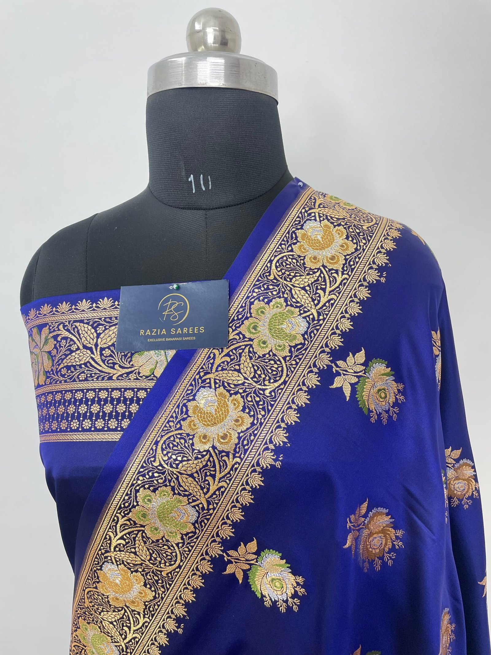 Royal Blue Designer Meenakari Boota Satin Katan Silk Saree