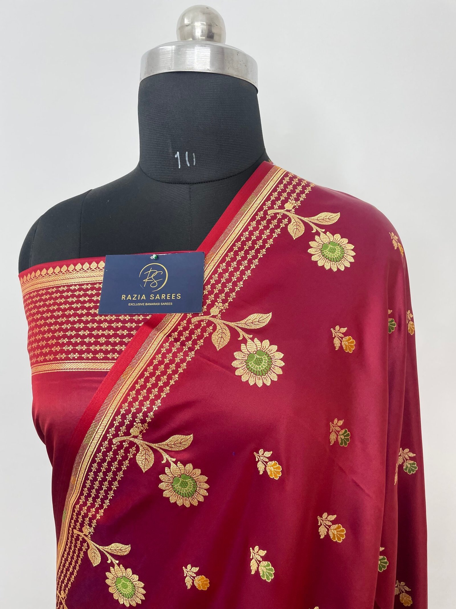 Mehroon Designer Meenakari Boota Satin Katan Silk Saree