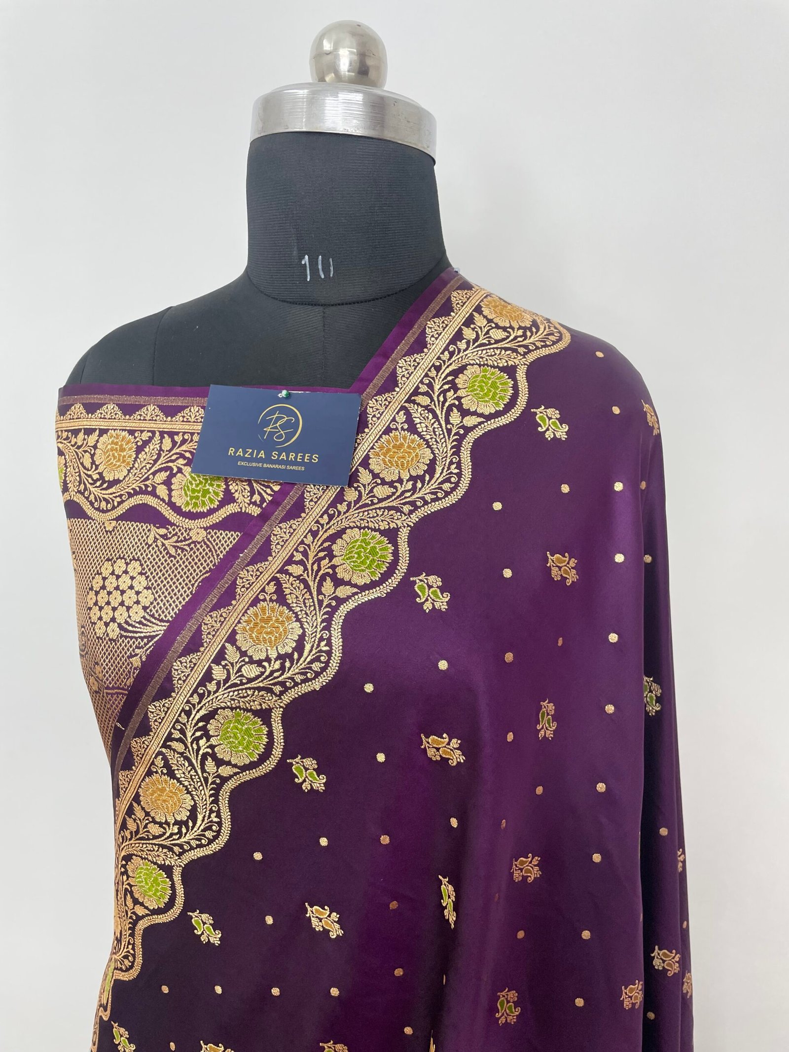 Purple Designer Meenakari Booti Satin Katan Silk Saree