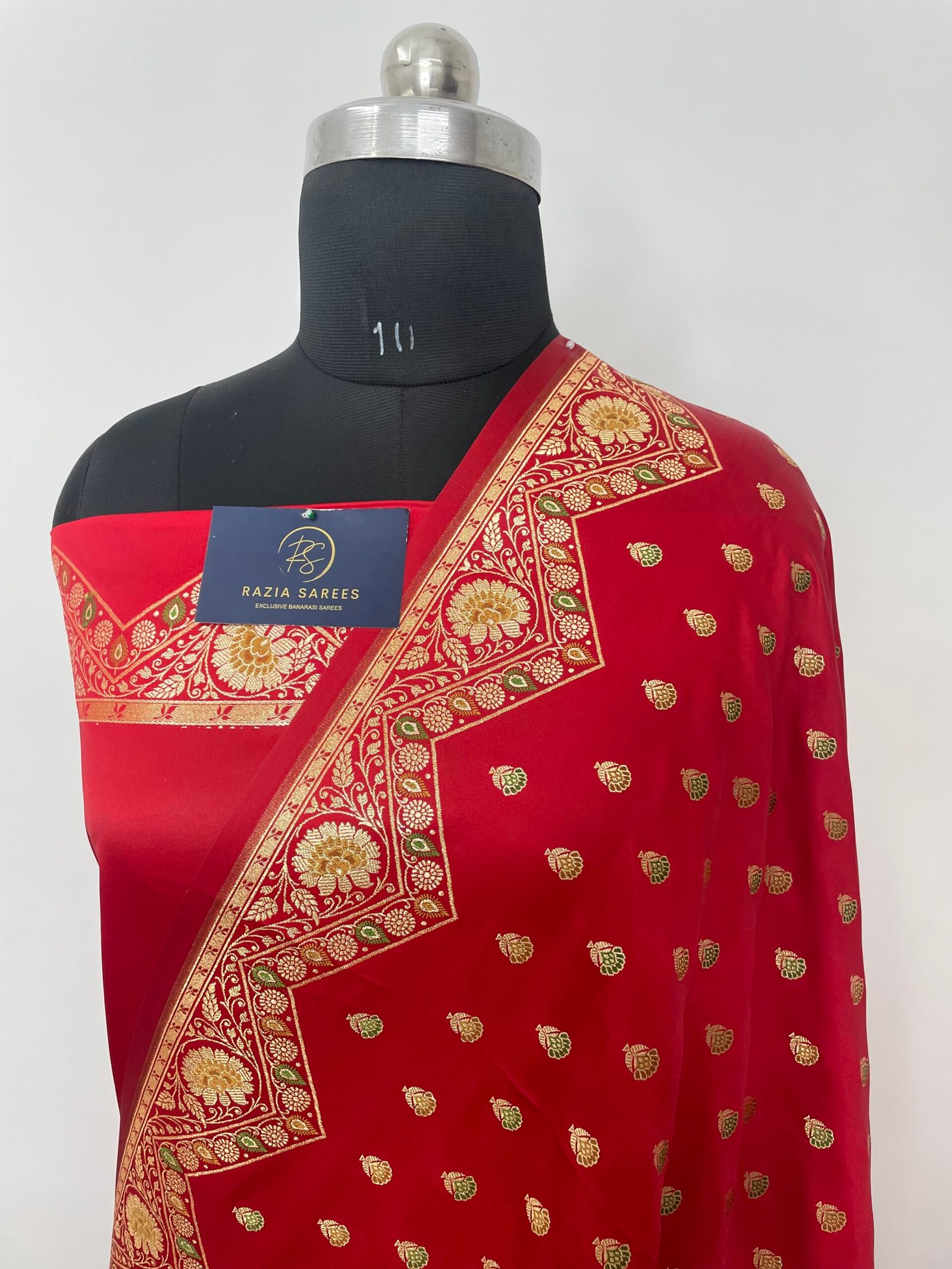 Red Designer Meenakari Booti Satin Katan Silk Saree