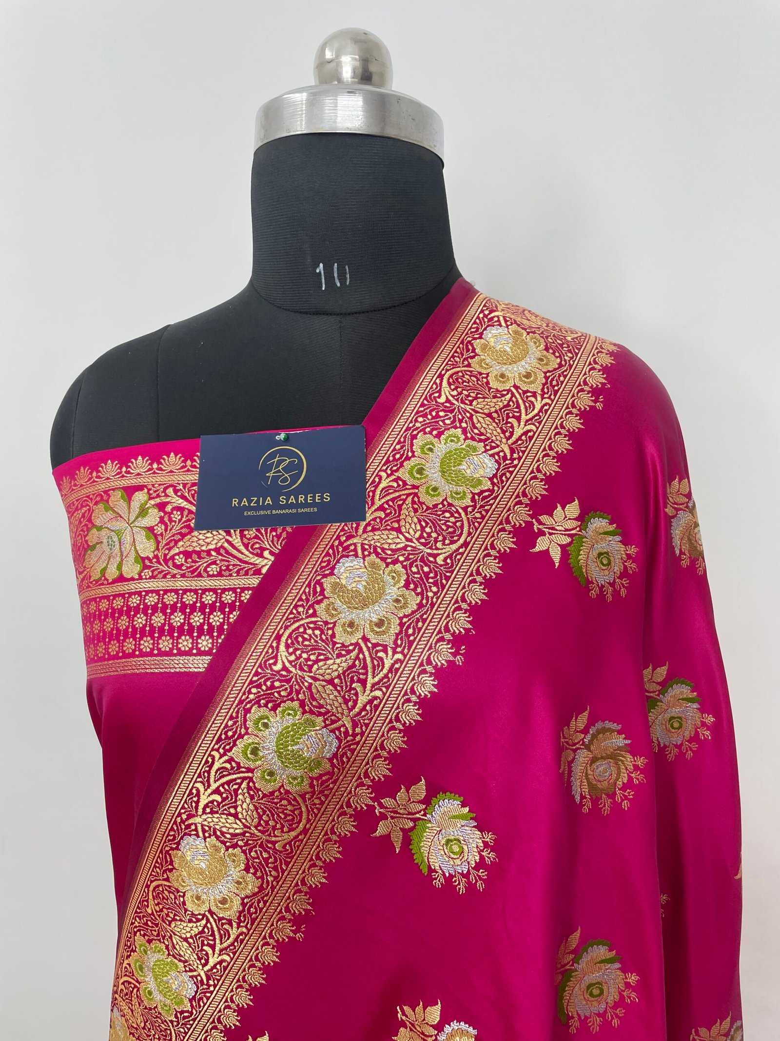 Rani Pink Designer Meenakari Boota Satin Katan Silk Saree