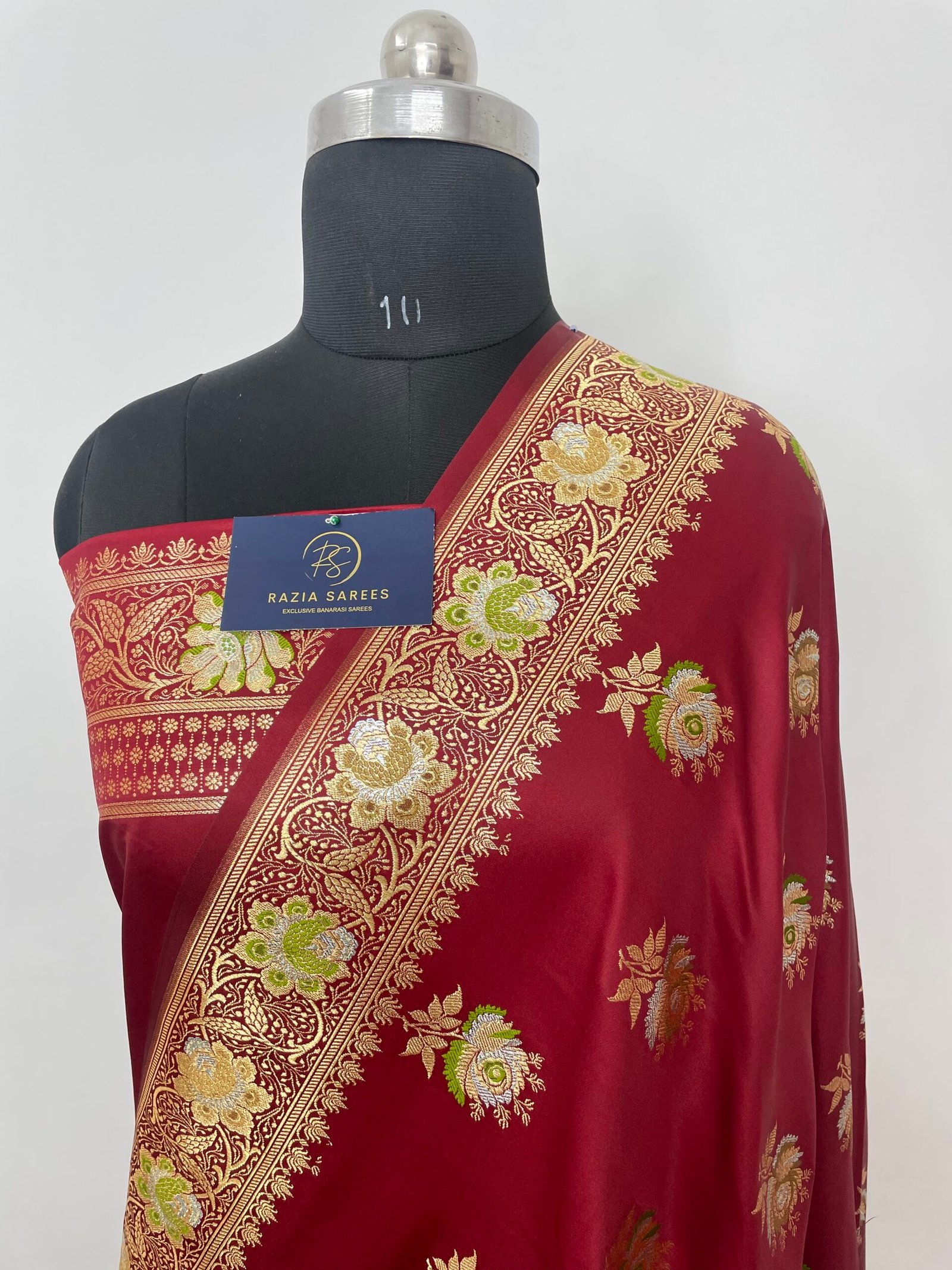 Mehroon Designer Meenakari Boota Satin Katan Silk Saree