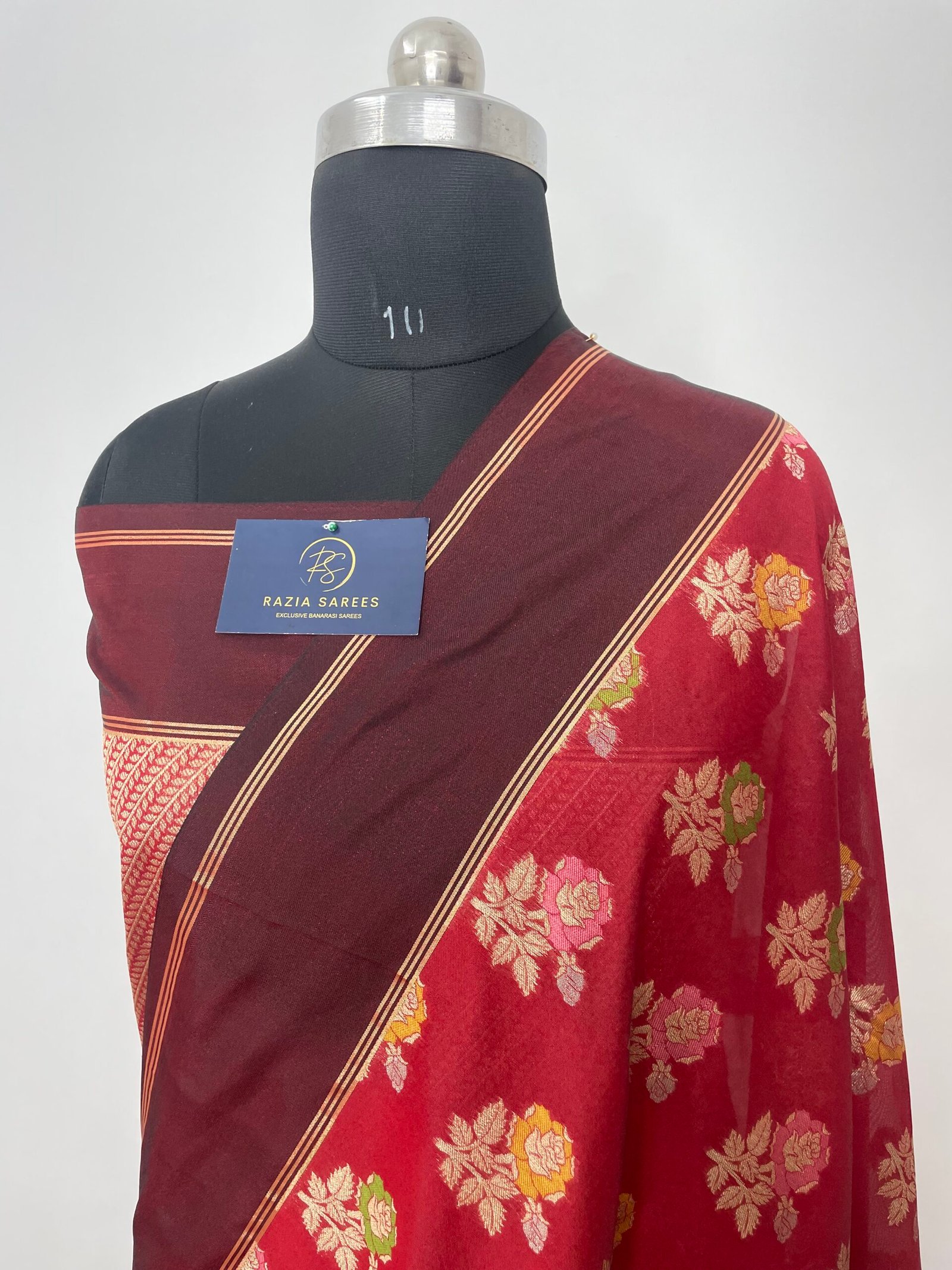 Reddish Contrast Designer Meenakari Kadhiyal Boota Cotton Silk Saree
