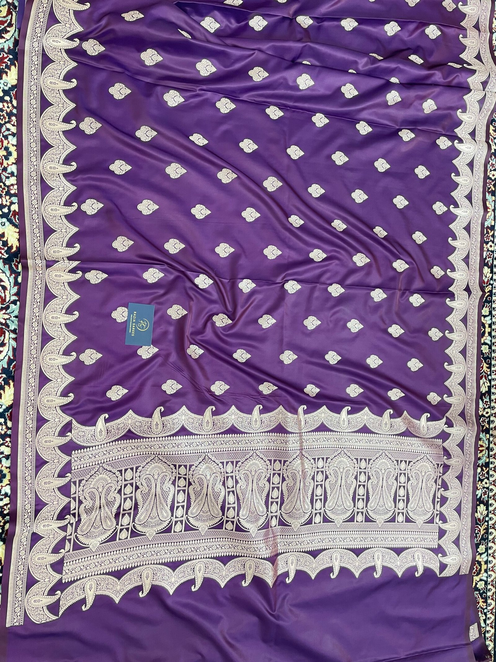 Begani Designer Boota Mashru Katan Silk Saree - Image 4