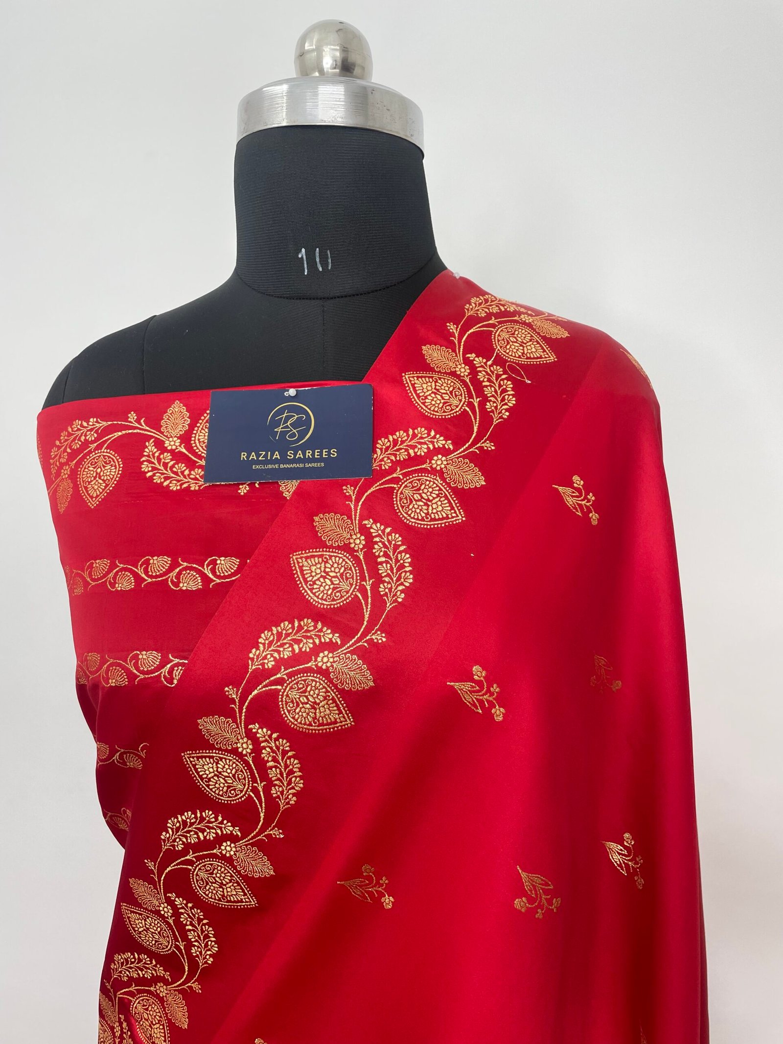 Strawberry Fancy Satan Patta Satin Katan Silk Saree