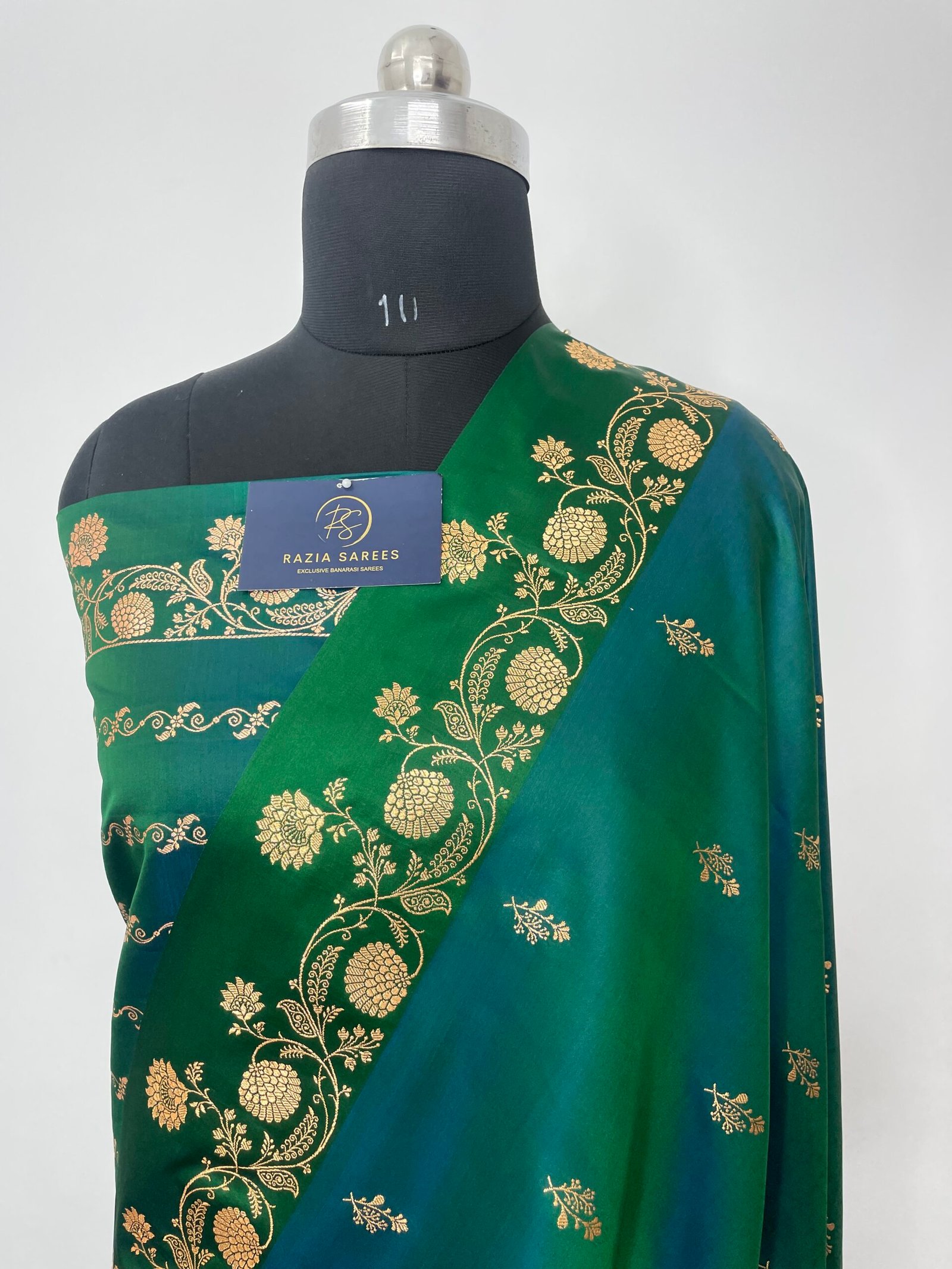 Liril Green Fancy Satan Patta Satin Katan Silk Saree