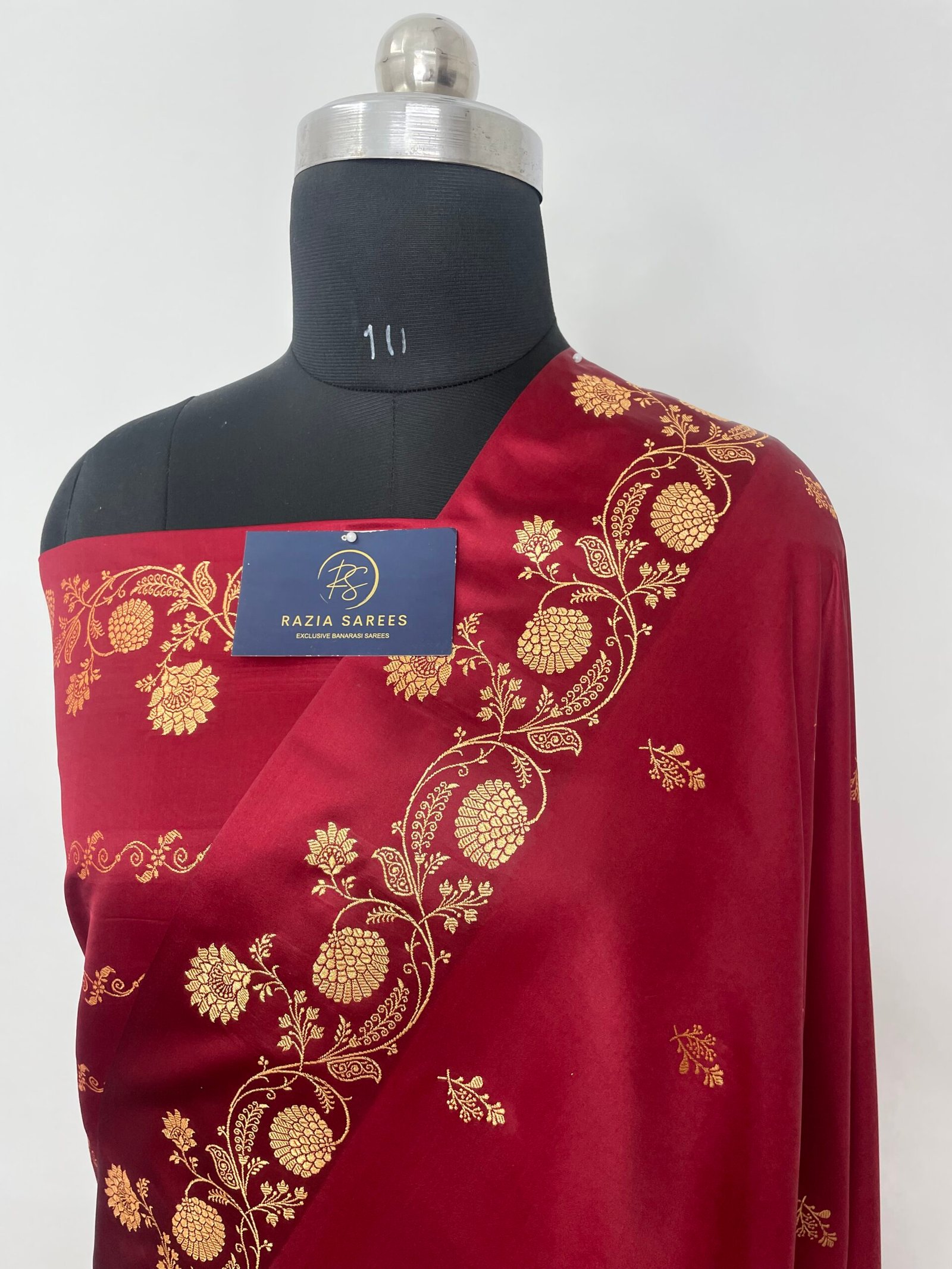 Mehroon Fancy Satan Patta Satin Katan Silk Saree