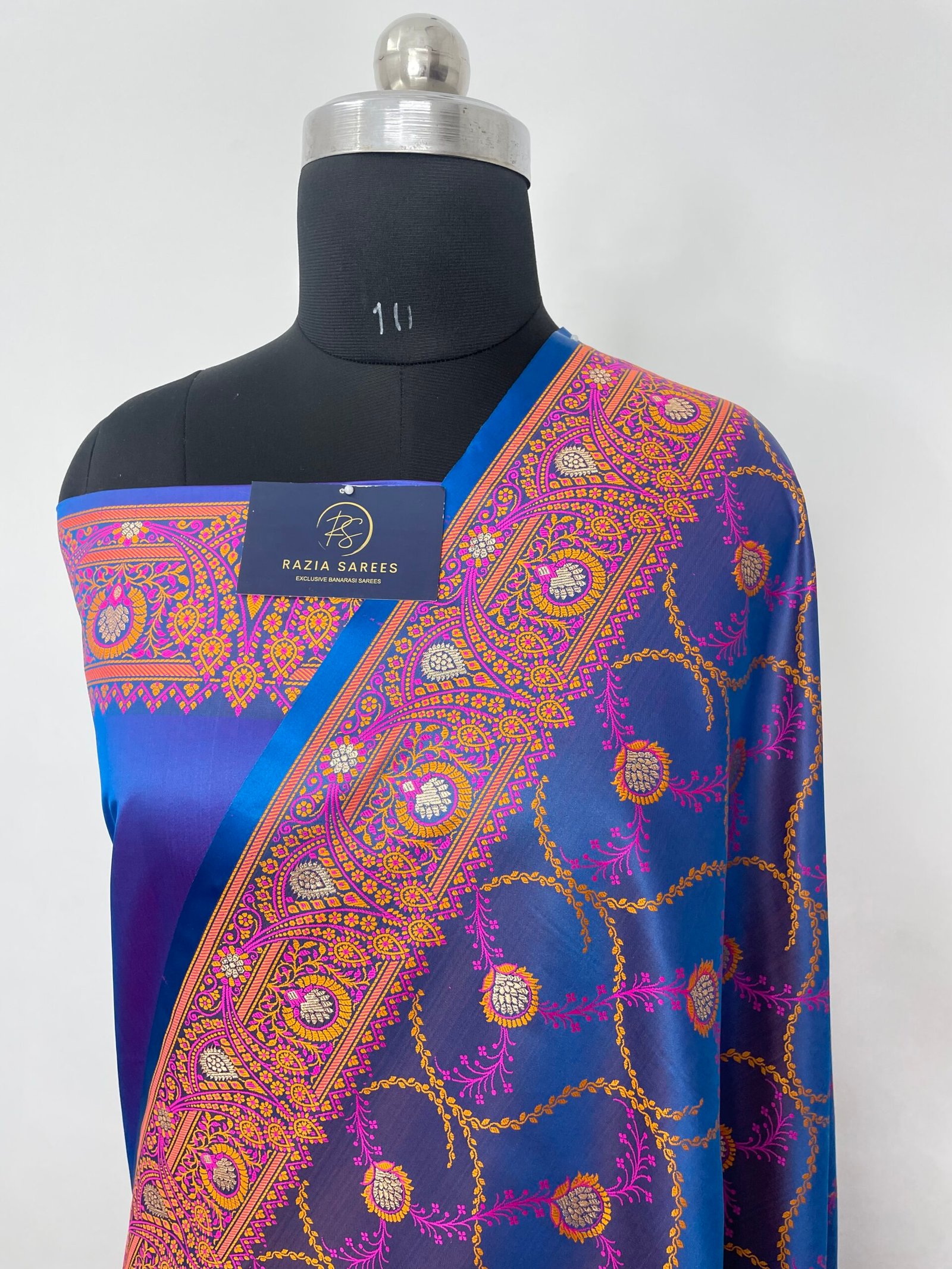 Liril Blue Tilfi Jamawar Mashru Katan Silk Saree