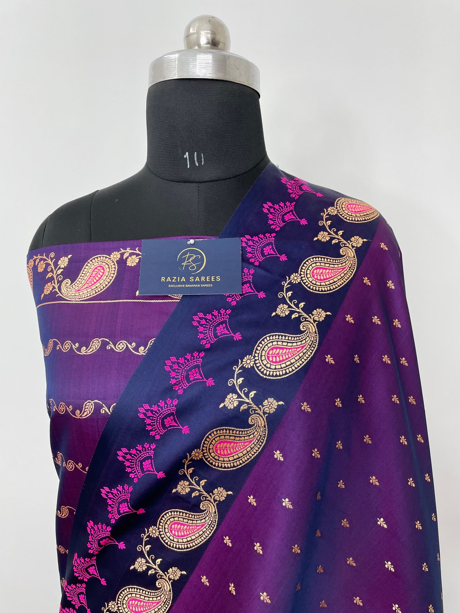 Begani Fancy Satan Patta Buti Satin Katan Silk Saree