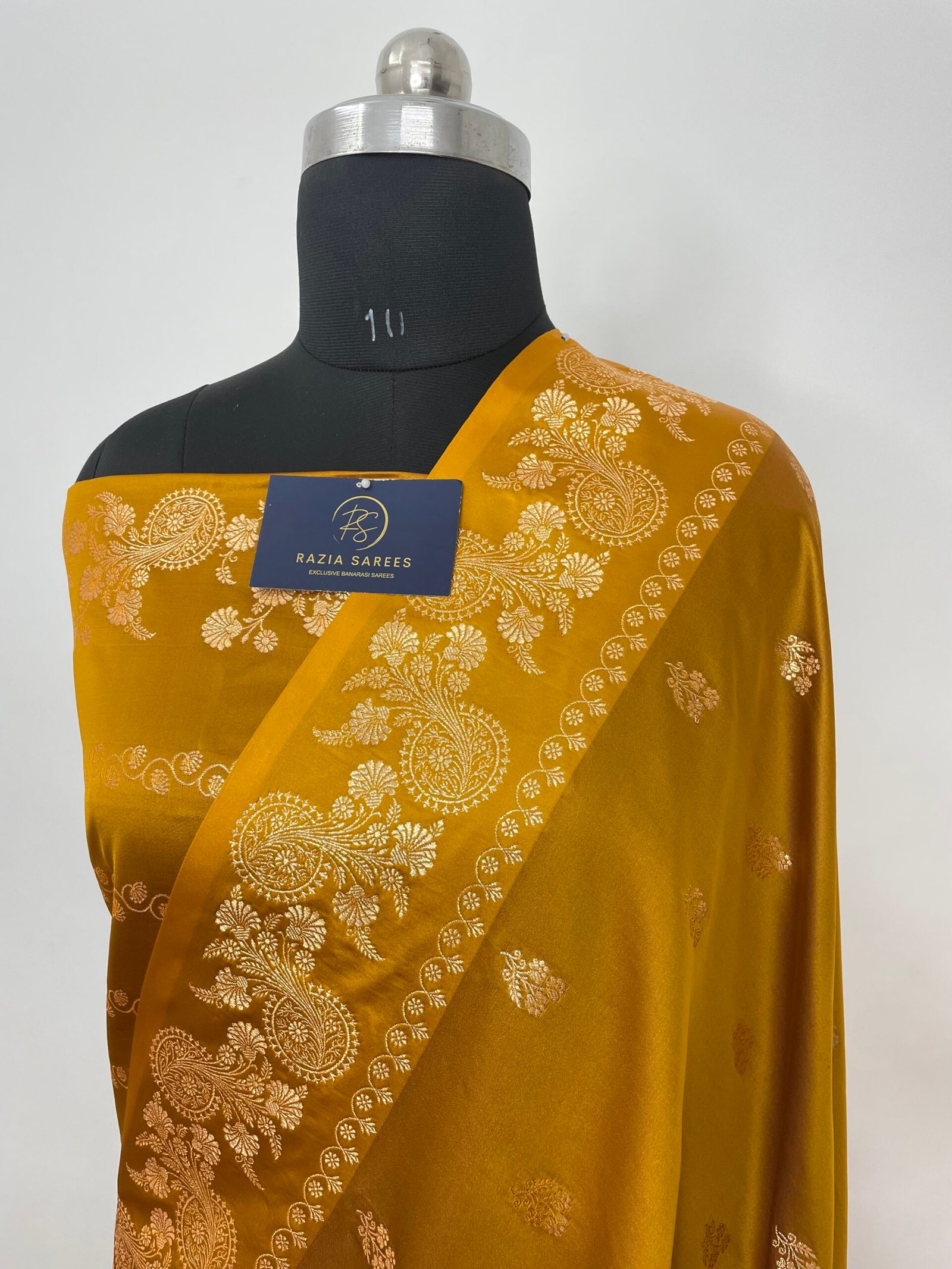 Rust Fancy Satan Patta Buti Satin Katan Silk Saree