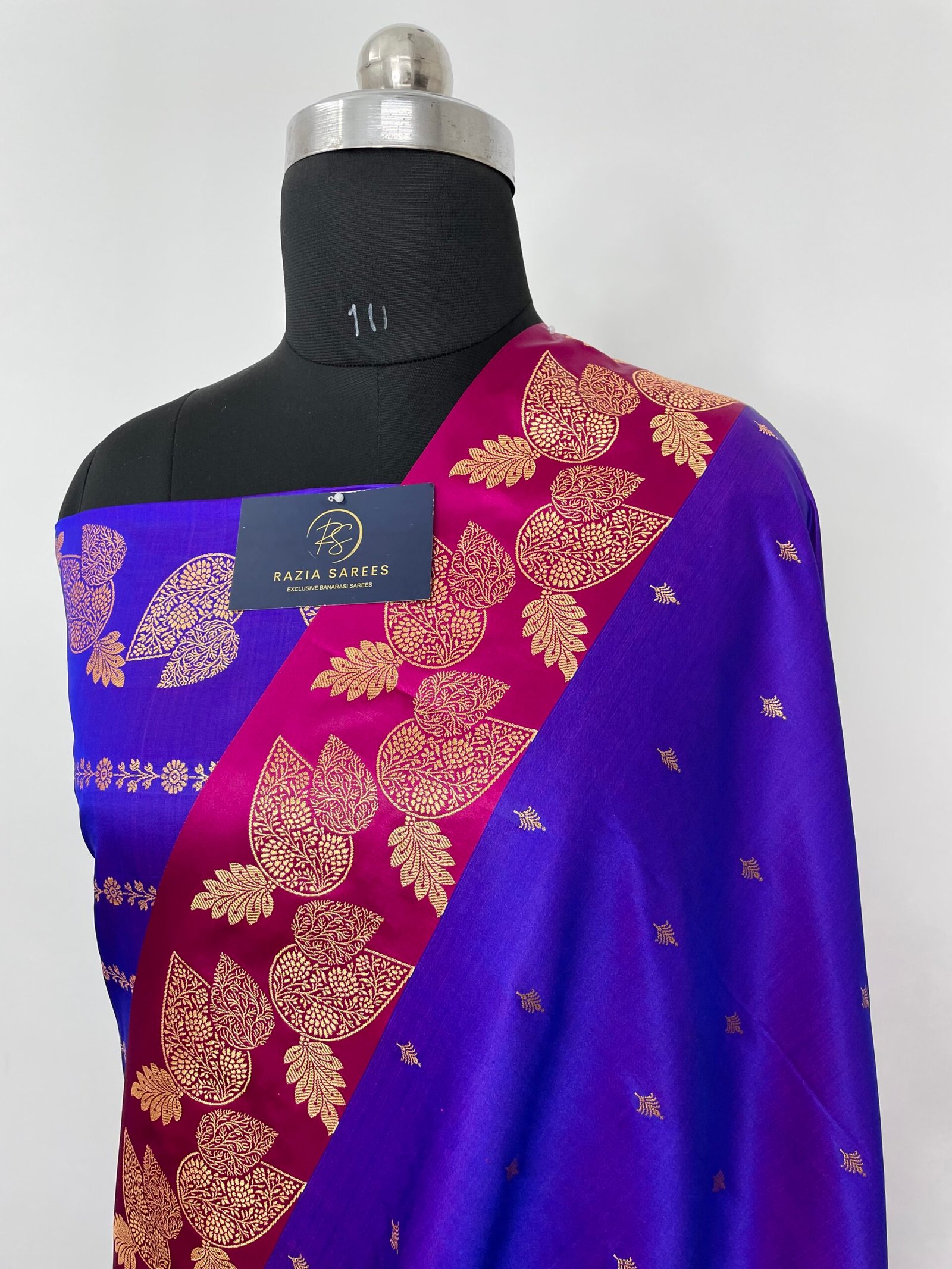 Royal Rani Contrast Fancy Satan Patta Buti Satin Katan Silk Saree