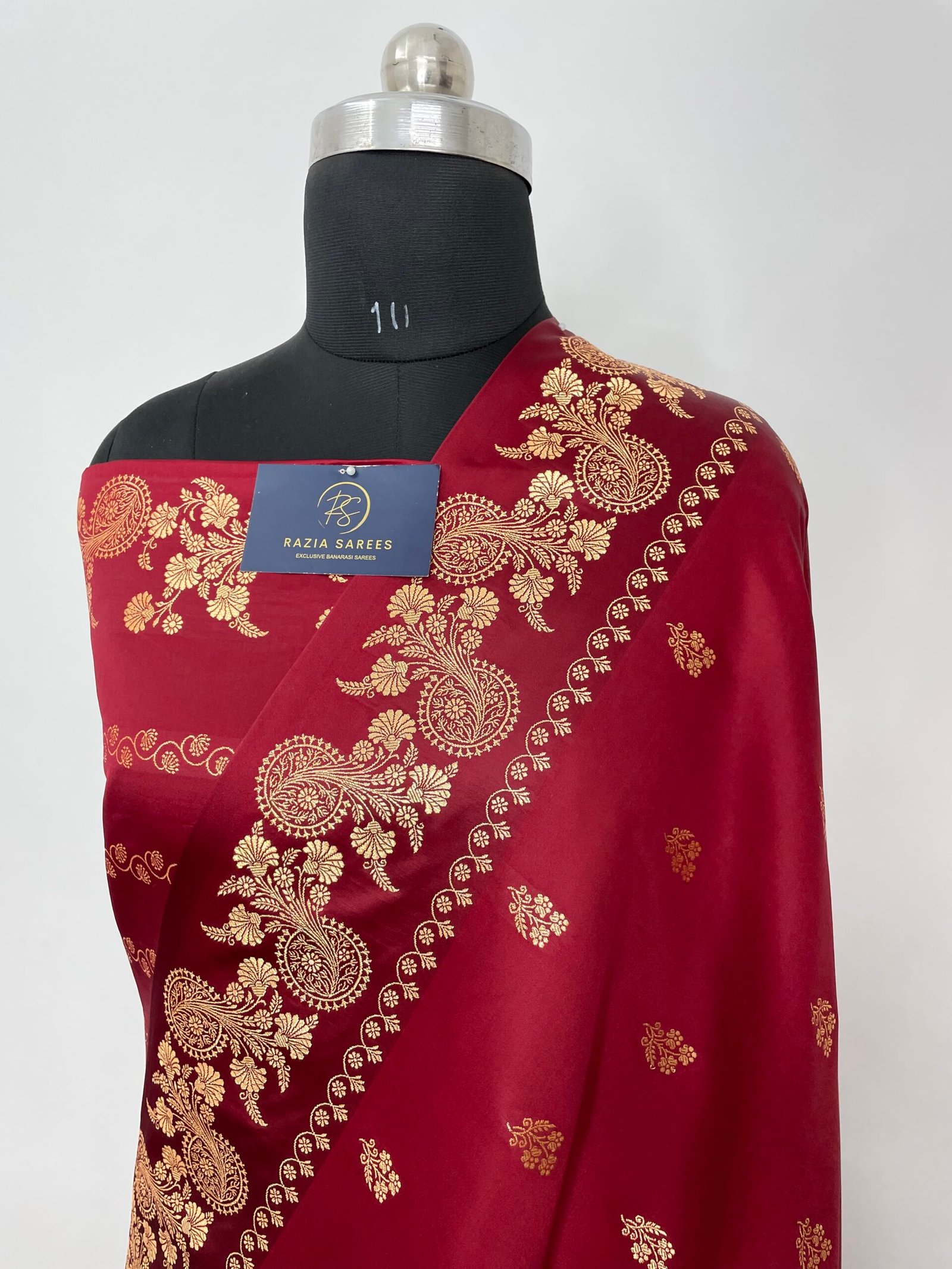 Mehroon Fancy Satan Patta Buti Satin Katan Silk Saree