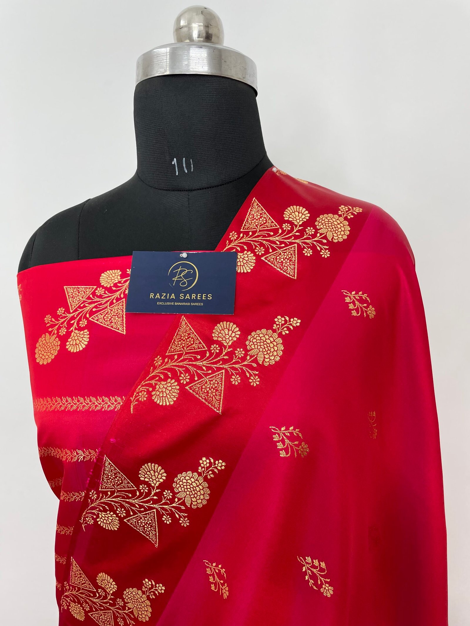 Strawberry Fancy Satan Patta Buti Satin Katan Silk Saree