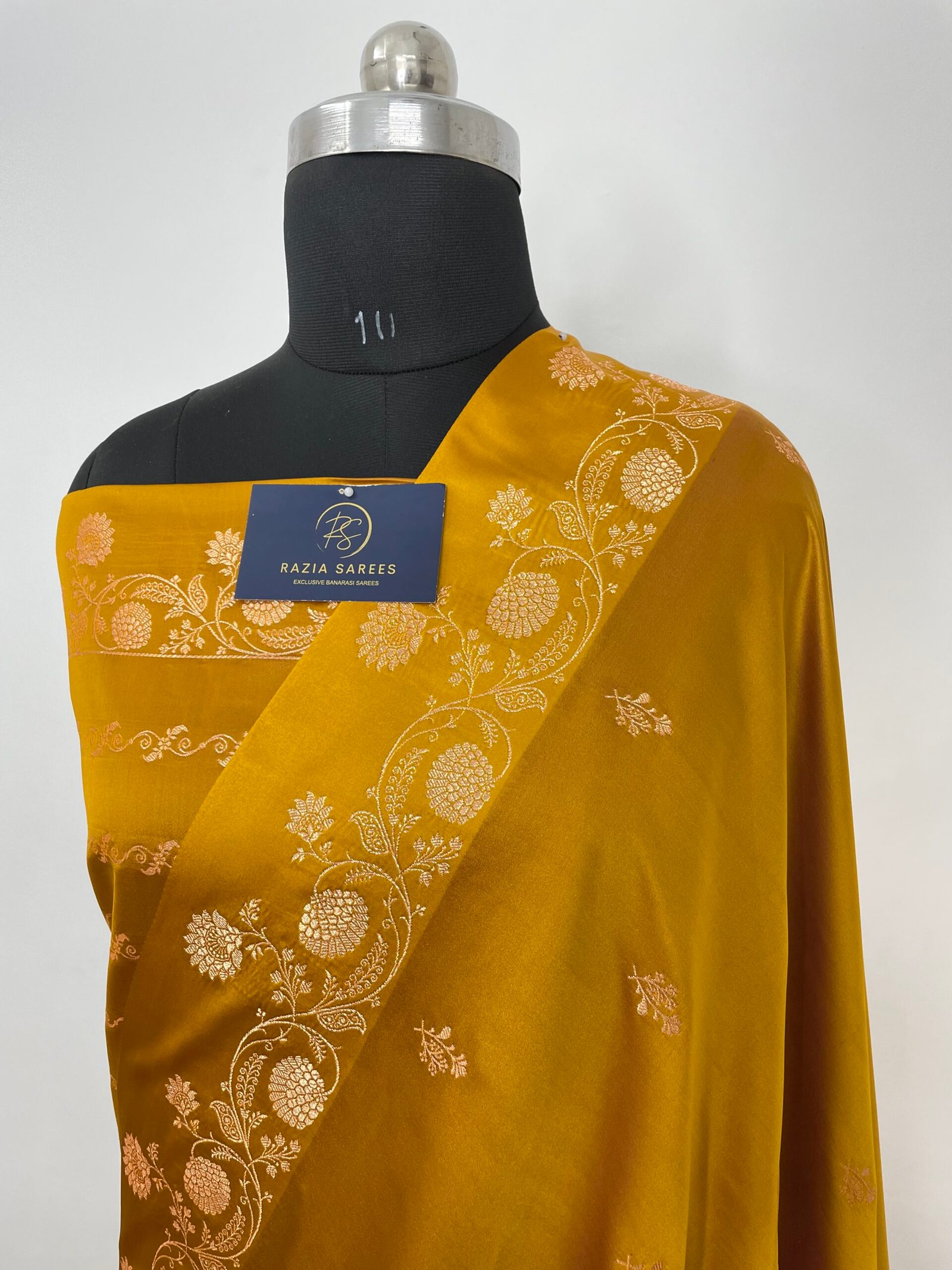 Rust Fancy Satan Patta Buti Satin Katan Silk Saree