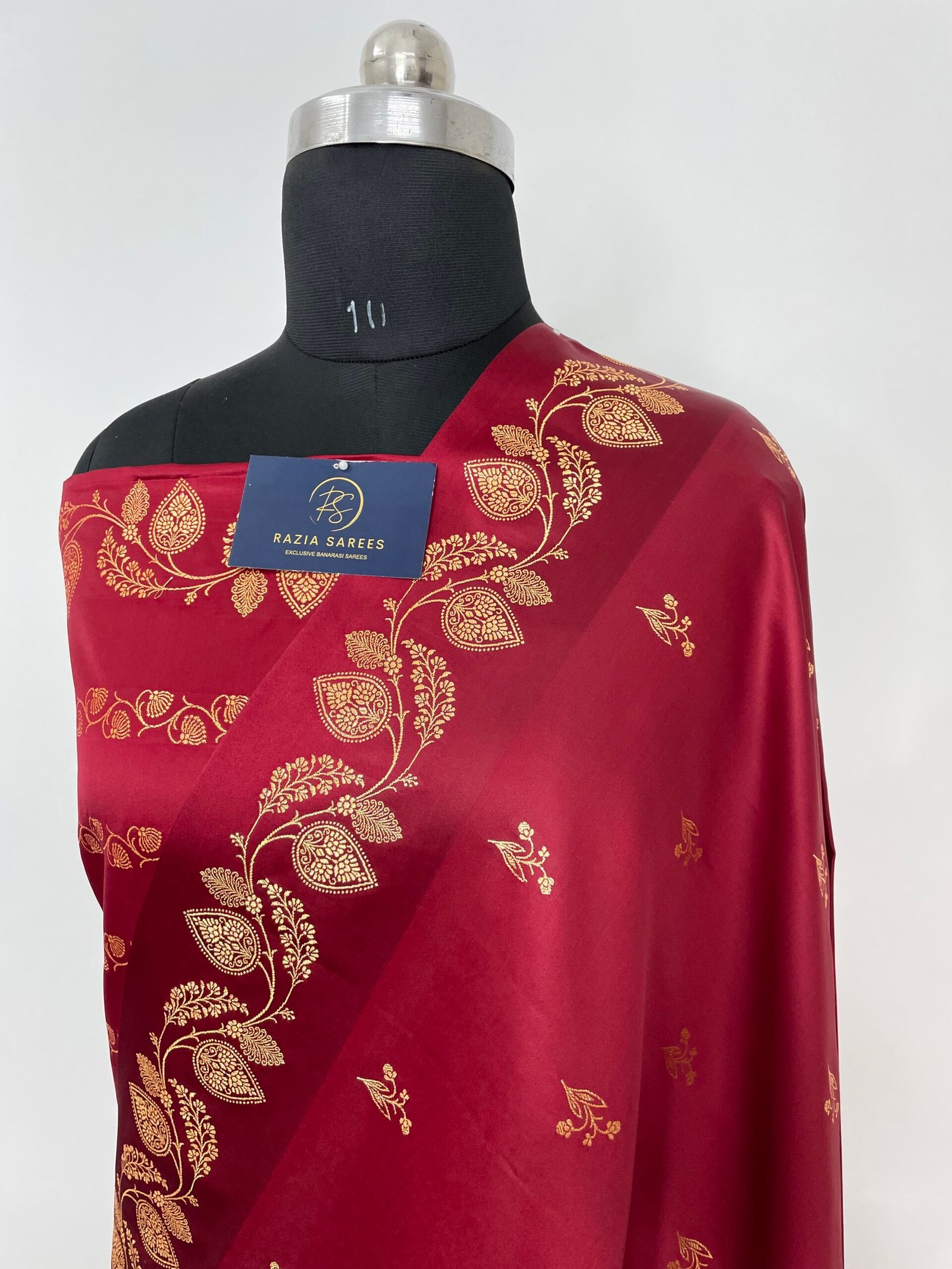 Mehroon Fancy Satan Patta Buti Satin Katan Silk Saree