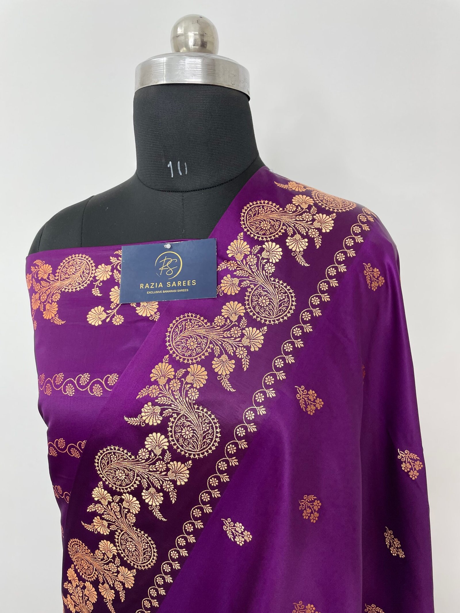 Begani Fancy Satan Patta Buti Satin Katan Silk Saree