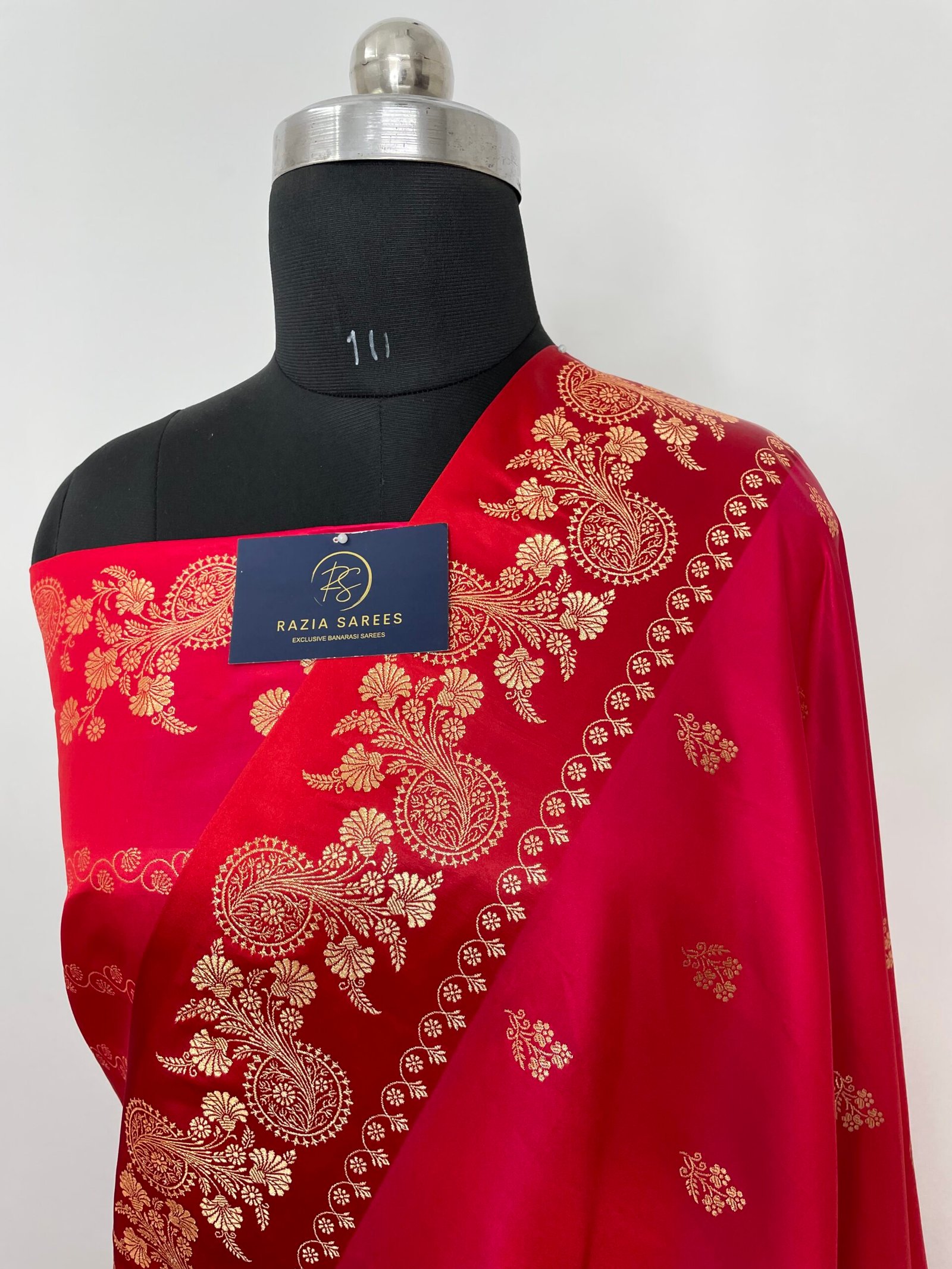 Strawberry Fancy Satan Patta Buti Satin Katan Silk Saree