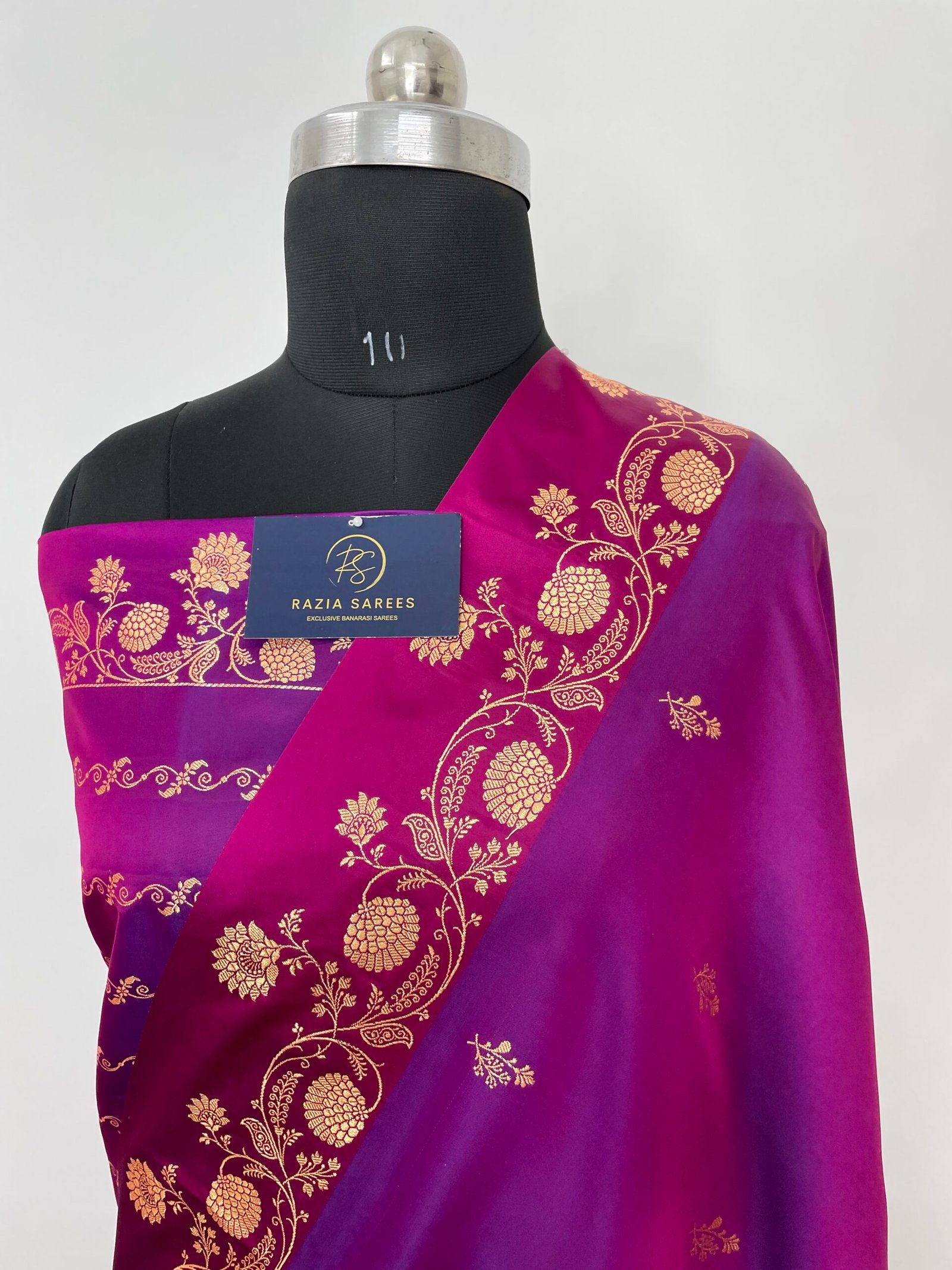 Purple Fancy Satan Patta Buti Satin Katan Silk Saree